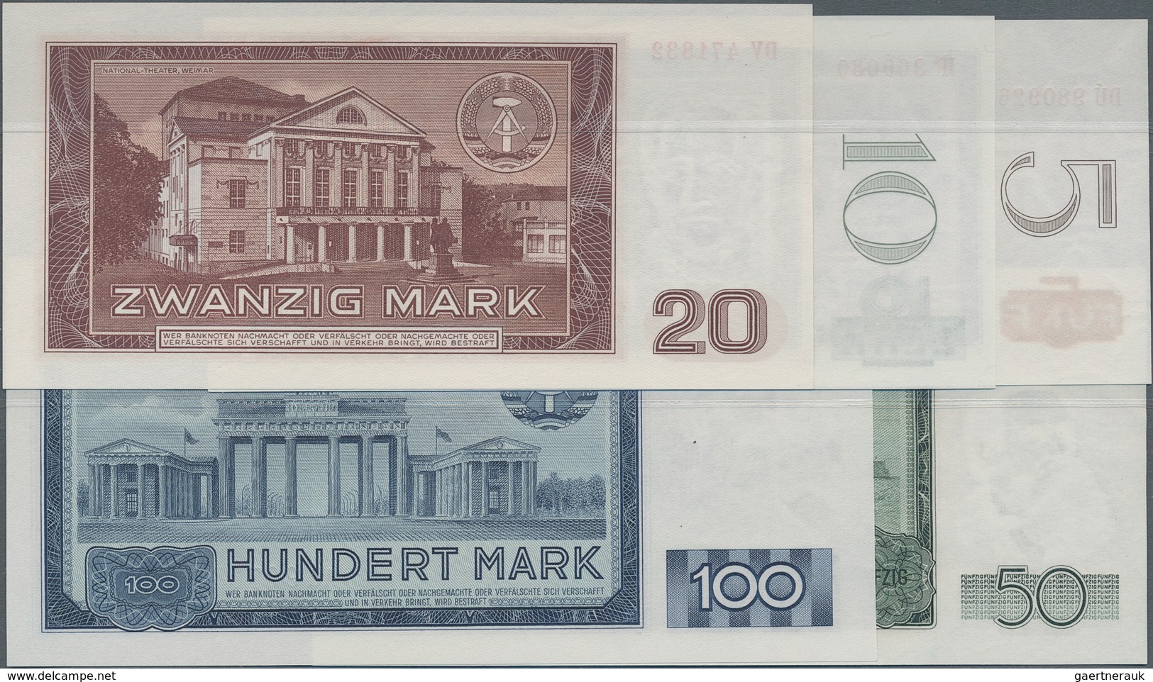 Deutschland - DDR: Banknotensatz 1964 Mit 5, 10, 20, 50 Und 100 Mark, Ro.354a - 358a, Alle In Kassen - Sonstige & Ohne Zuordnung