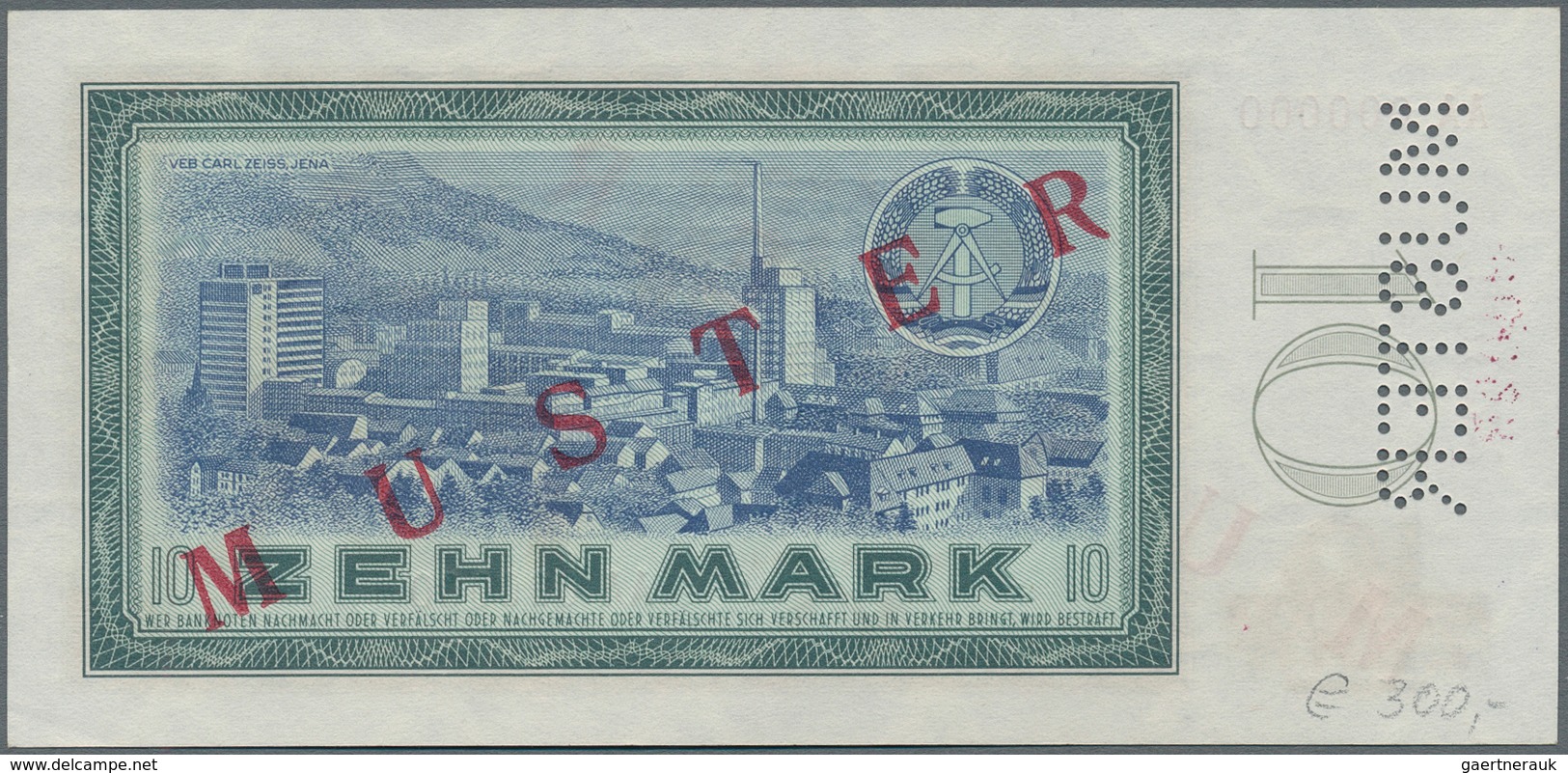 Deutschland - DDR: 10 Mark 1964 Mit Perforation Und Rotem Überdruck "MUSTER" Und Zusätzlicher Aufges - Other & Unclassified