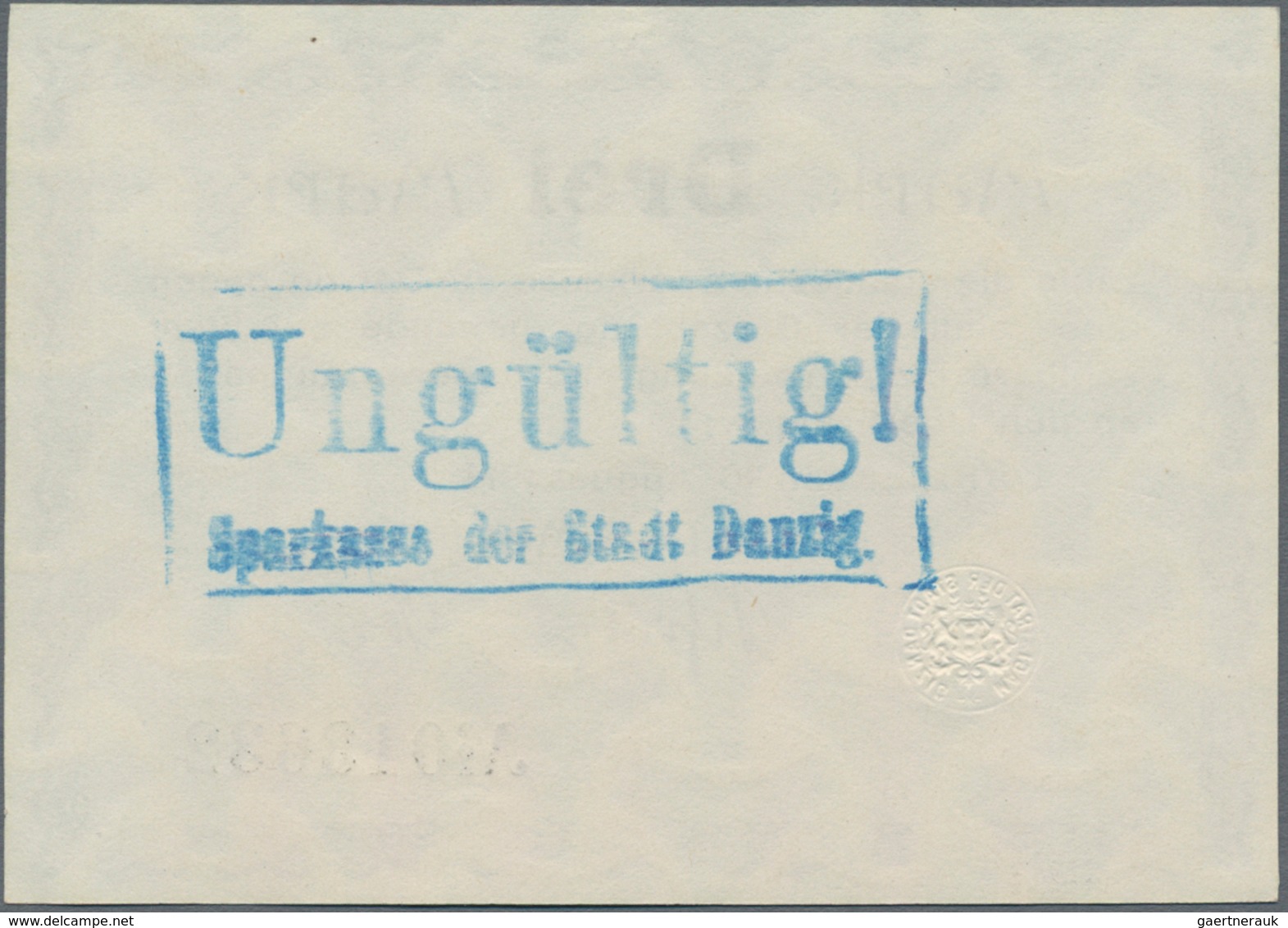 Deutschland - Nebengebiete Deutsches Reich: Danzig - Magistrat Der Stadt 3 Mark 1914 Mit Rückseitige - Autres & Non Classés