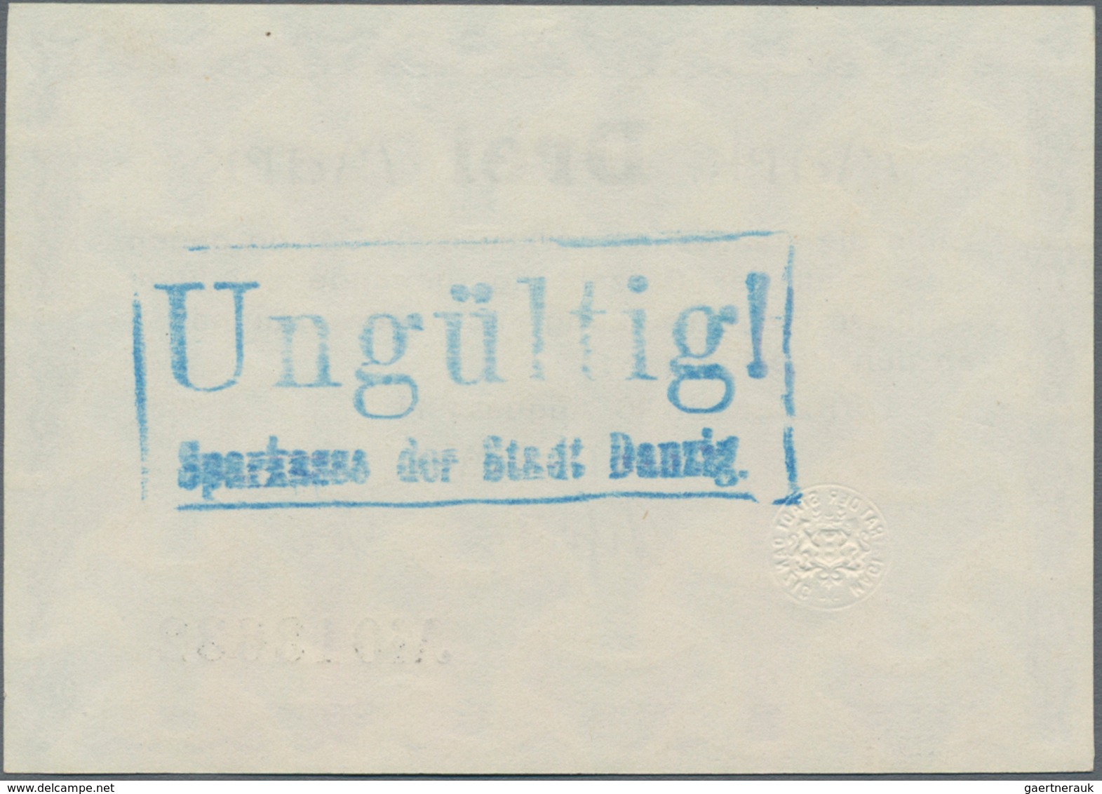 Deutschland - Nebengebiete Deutsches Reich: Danzig - Magistrat Der Stadt 3 Mark 1914 Mit Rückseitige - Sonstige & Ohne Zuordnung