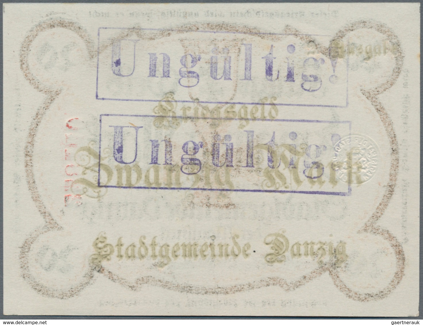Deutschland - Nebengebiete Deutsches Reich: Danzig - Magistrat Der Stadt 20 Mark  1918 Mit Rückseiti - Altri & Non Classificati