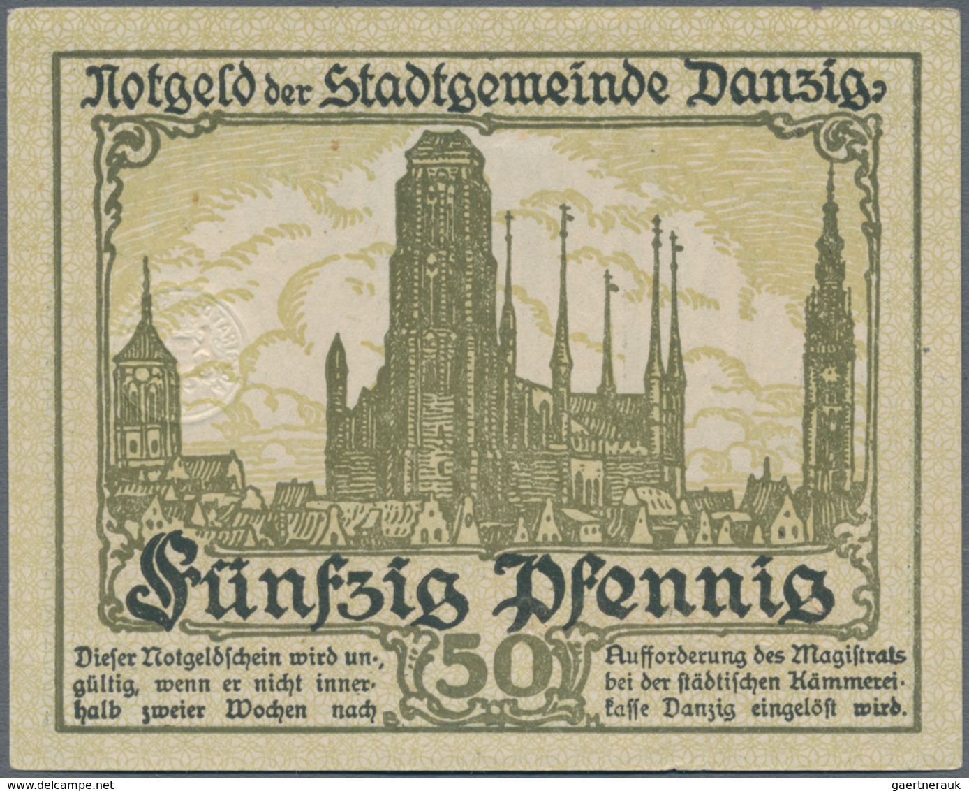 Deutschland - Nebengebiete Deutsches Reich: Danzig - Magistrat Der Stadt 50 Pfennig 1919 In Violett - Other & Unclassified