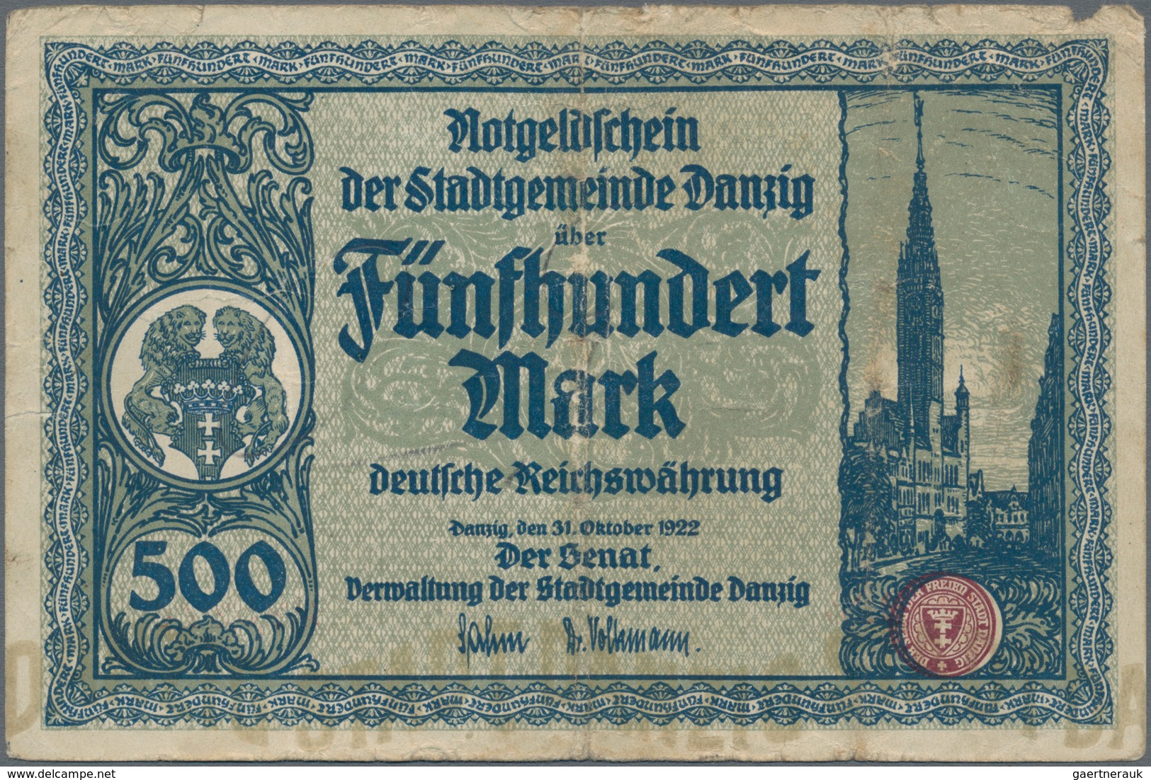 Deutschland - Nebengebiete Deutsches Reich: Danzig - Magistrat Der Stadt 50 Pfennig 1919 In Violett - Altri & Non Classificati