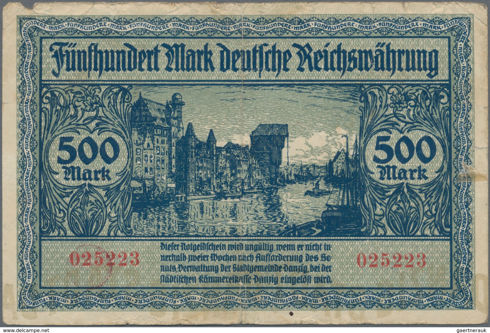 Deutschland - Nebengebiete Deutsches Reich: Danzig - Magistrat der Stadt 50 Pfennig 1919 in violett