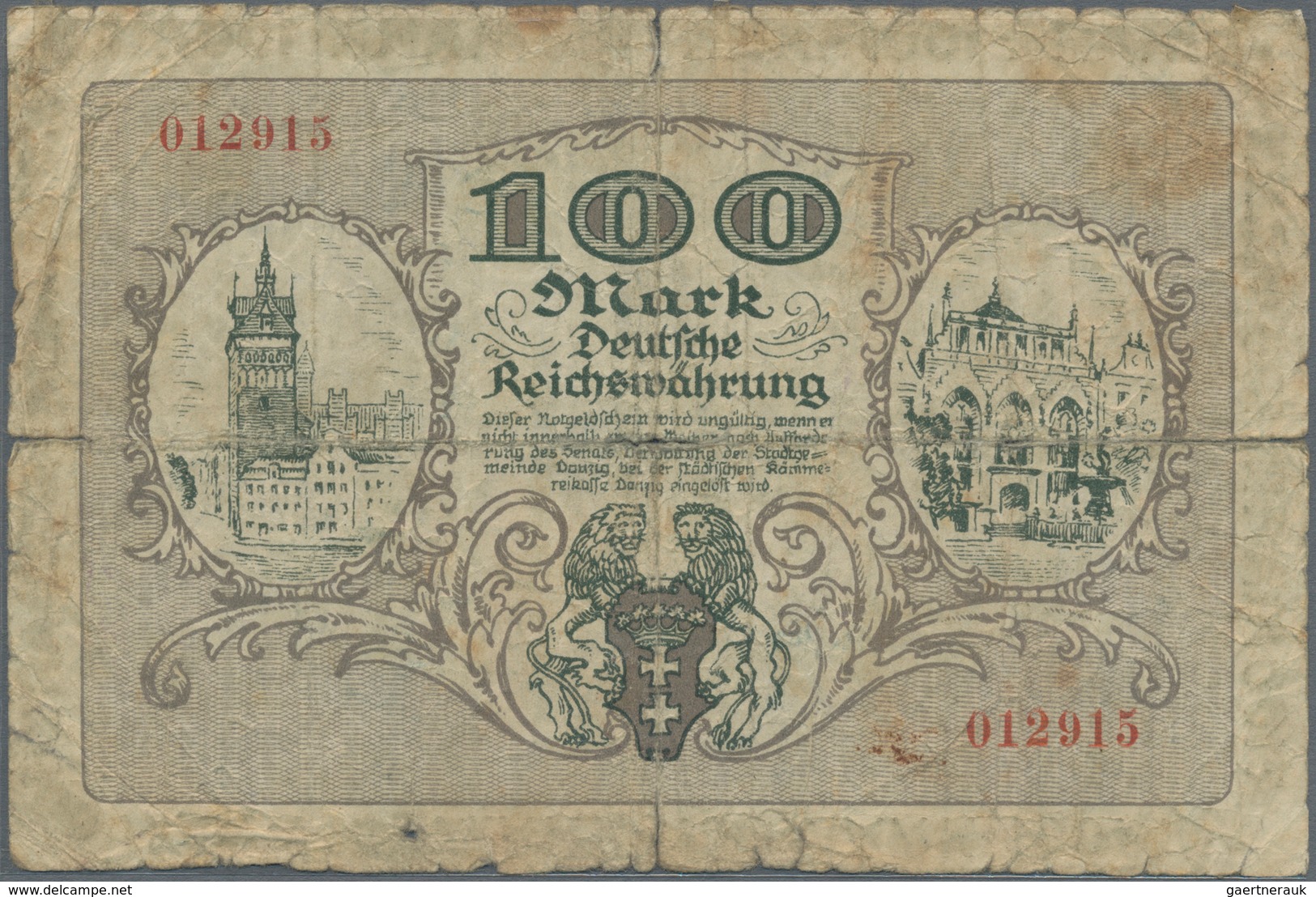 Deutschland - Nebengebiete Deutsches Reich: Danzig - Magistrat der Stadt 50 Pfennig 1919 in violett