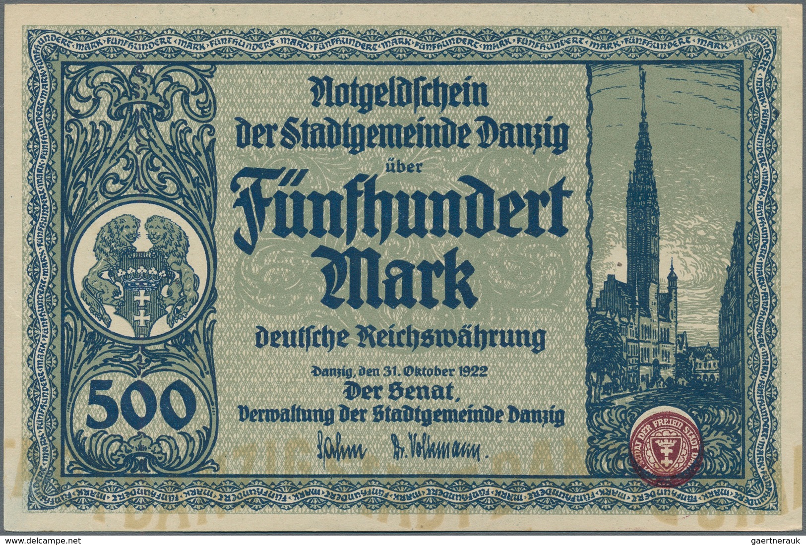 Deutschland - Nebengebiete Deutsches Reich: Danzig 500 Mark 1923, Ro.793 In Kassenfrischer Erhaltung - Otros & Sin Clasificación