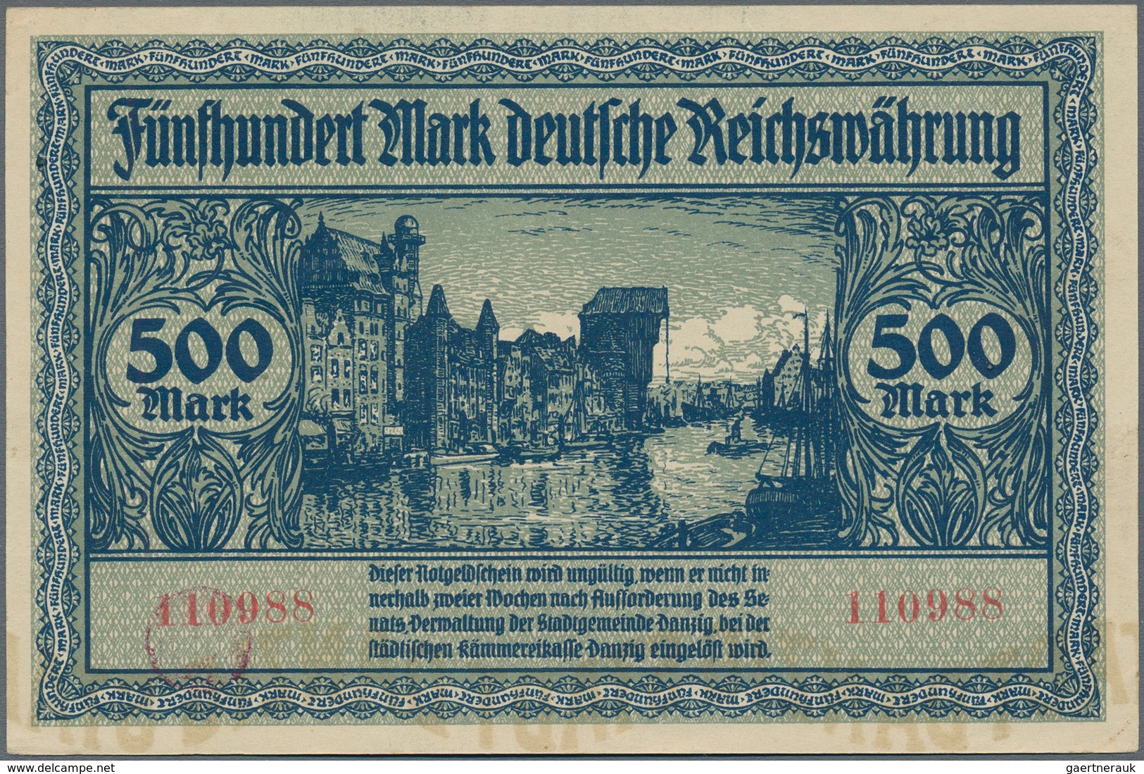 Deutschland - Nebengebiete Deutsches Reich: Danzig 500 Mark 1923, Ro.793 In Kassenfrischer Erhaltung - Otros & Sin Clasificación