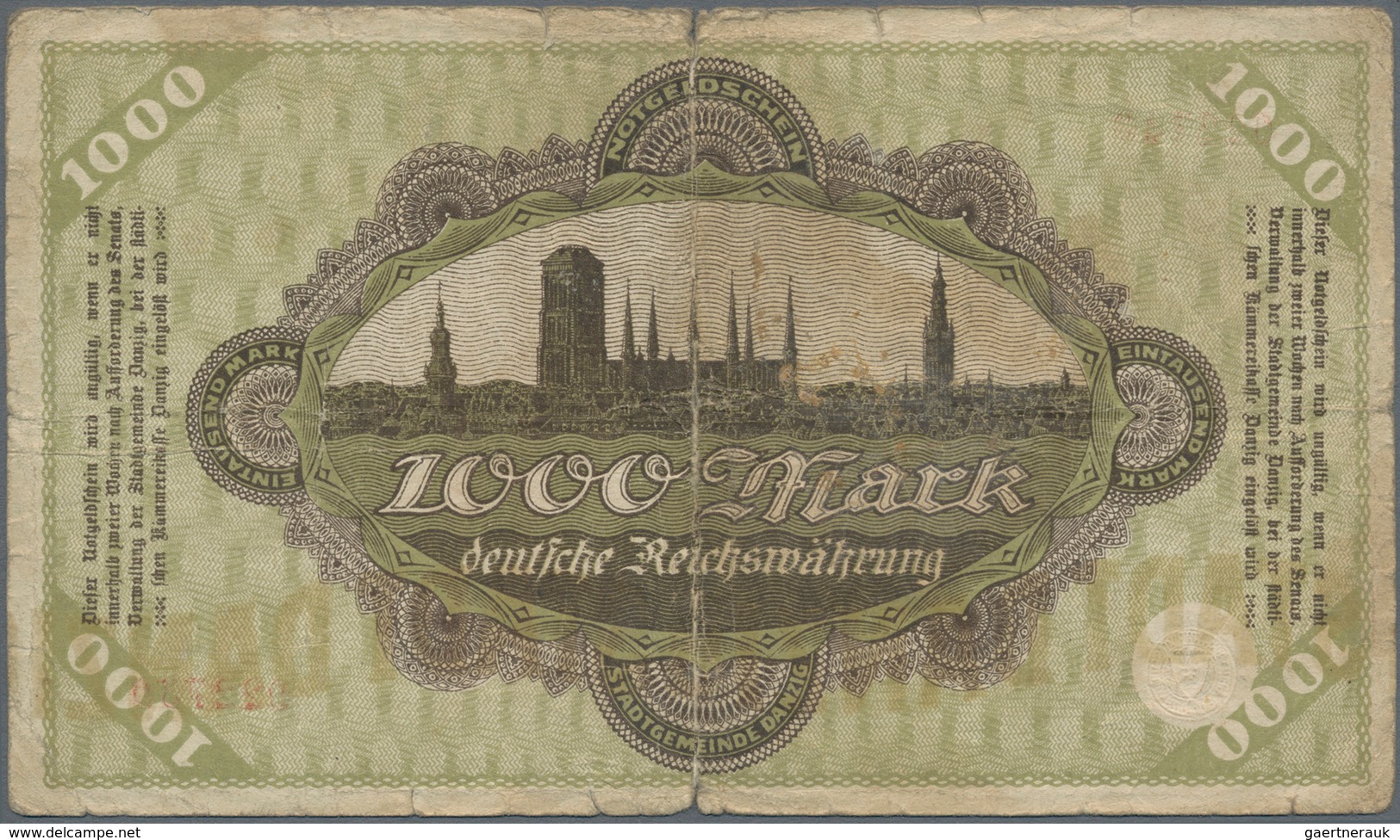 Deutschland - Nebengebiete Deutsches Reich: Danzig - Stadtgemeinde, 1000 Mark 31.10.1922, Ro.794, St - Altri & Non Classificati