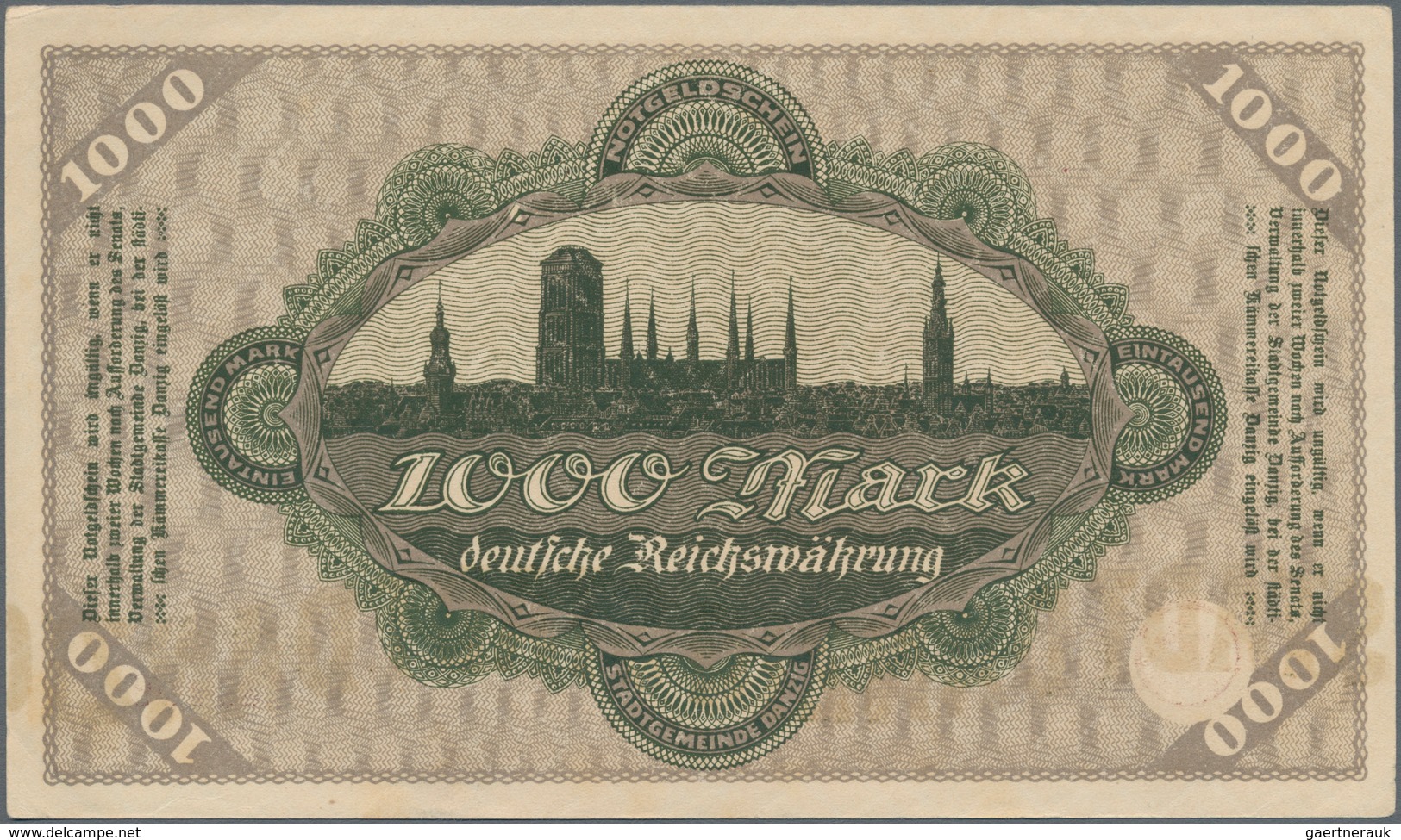 Deutschland - Nebengebiete Deutsches Reich: Danzig - Stadtgemeinde, 1000 Mark 15.03.1923, Ro.795, Fa - Otros & Sin Clasificación