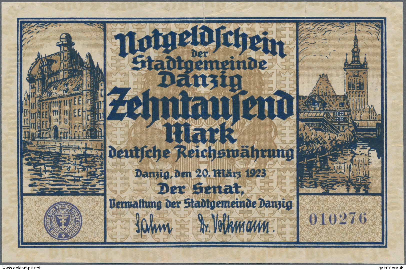 Deutschland - Nebengebiete Deutsches Reich: Danzig - Stadtgemeinde, 10.000 Mark 1923, Ro.796, Sehr S - Otros & Sin Clasificación