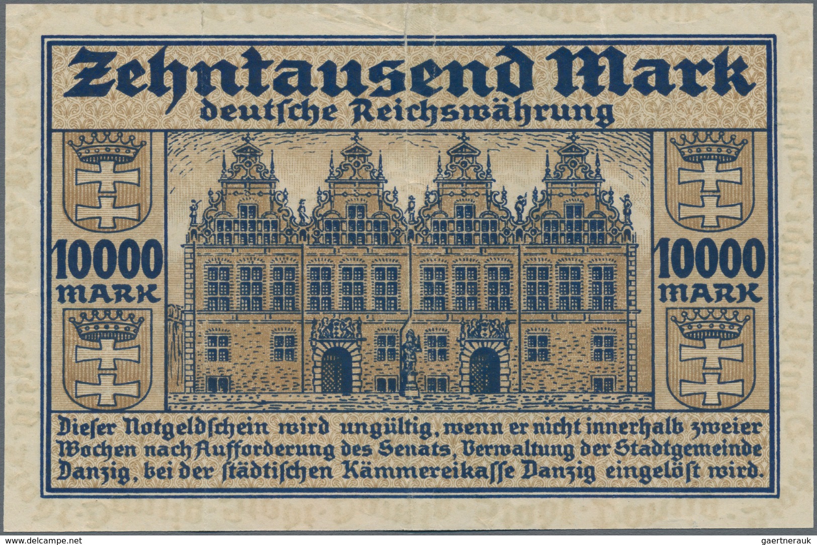 Deutschland - Nebengebiete Deutsches Reich: Danzig - Stadtgemeinde, 10.000 Mark 1923, Ro.796, Sehr S - Sonstige & Ohne Zuordnung