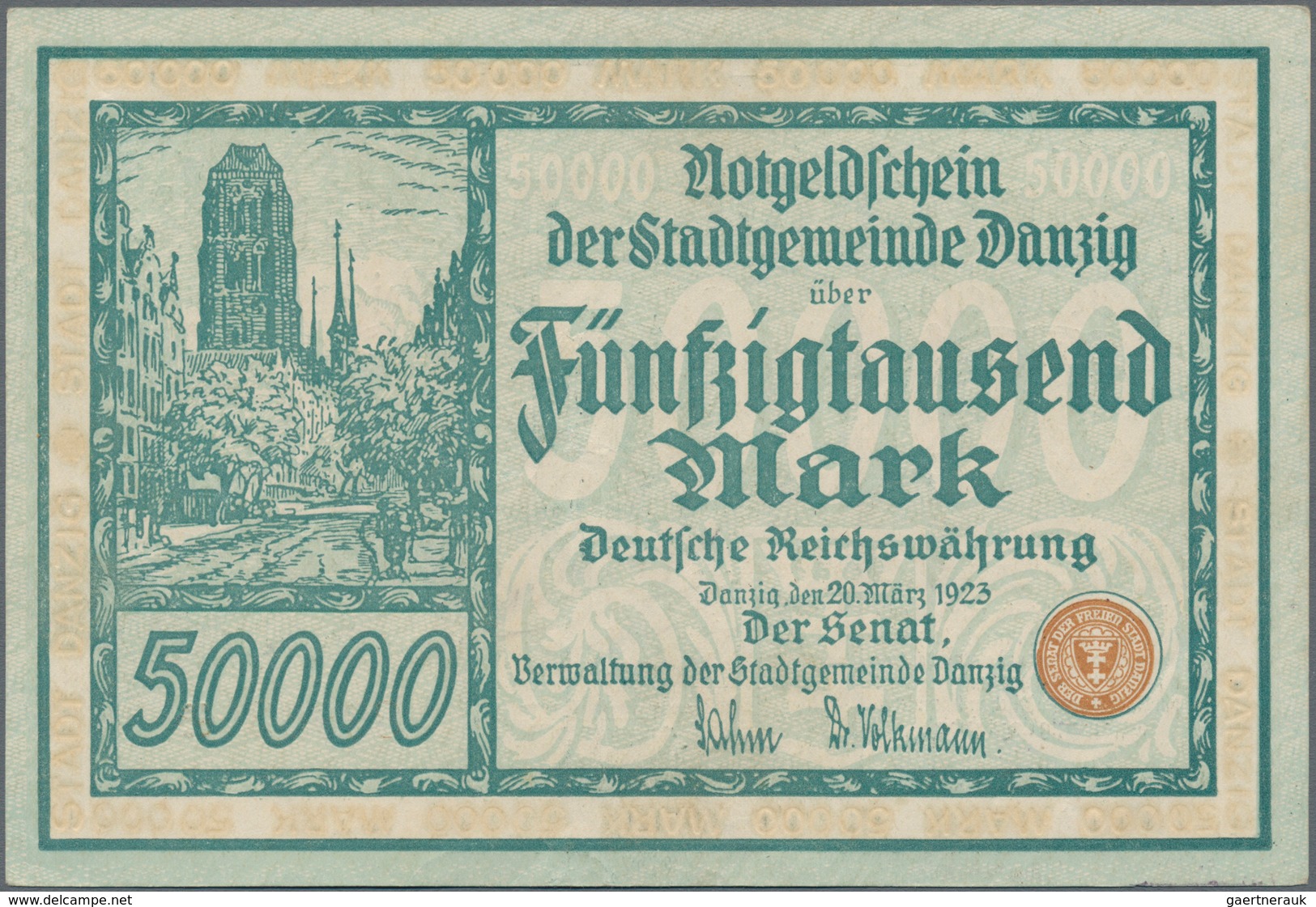 Deutschland - Nebengebiete Deutsches Reich: Danzig - Stadtgemeinde, 50.000 Mark 1923, Ro.797, Fast K - Otros & Sin Clasificación