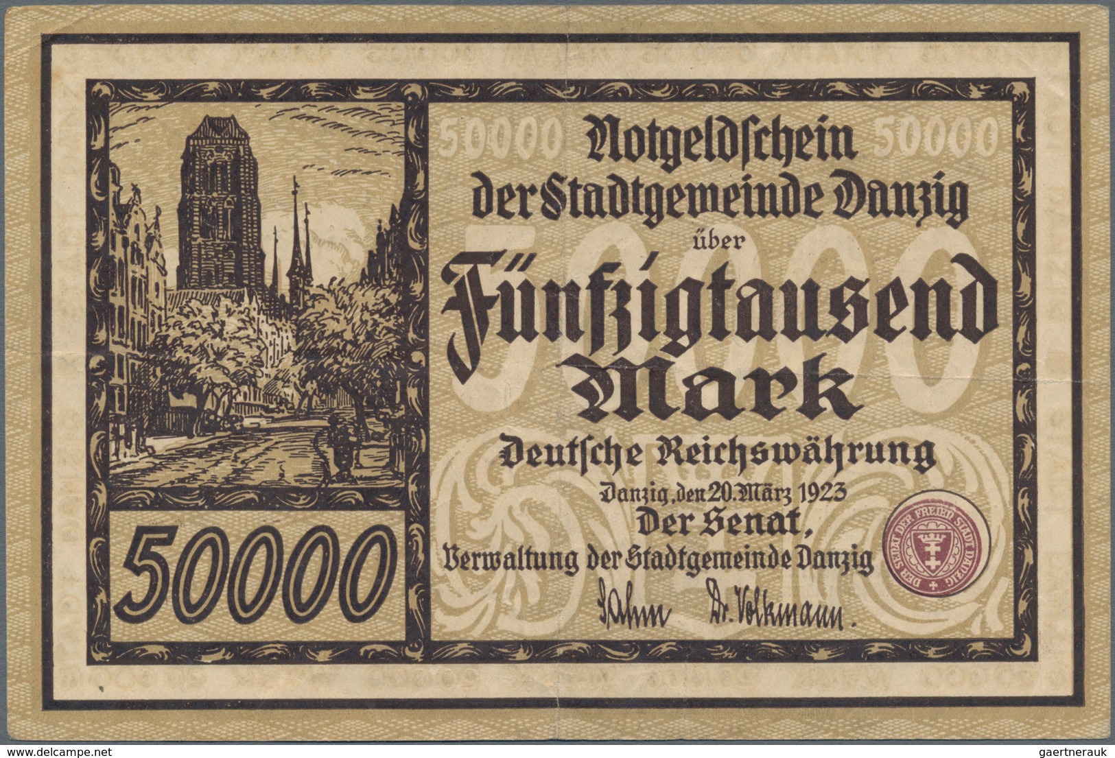 Deutschland - Nebengebiete Deutsches Reich: Danzig - Stadtgemeinde, 50.000 Mark 1923, Ro.798, Sehr S - Otros & Sin Clasificación