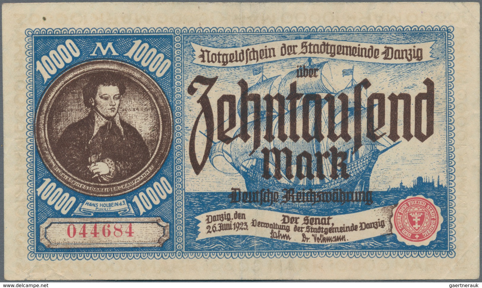 Deutschland - Nebengebiete Deutsches Reich: Danzig - Stadtgemeinde, 10.000 Mark 1923, Ro.799, Leicht - Sonstige & Ohne Zuordnung