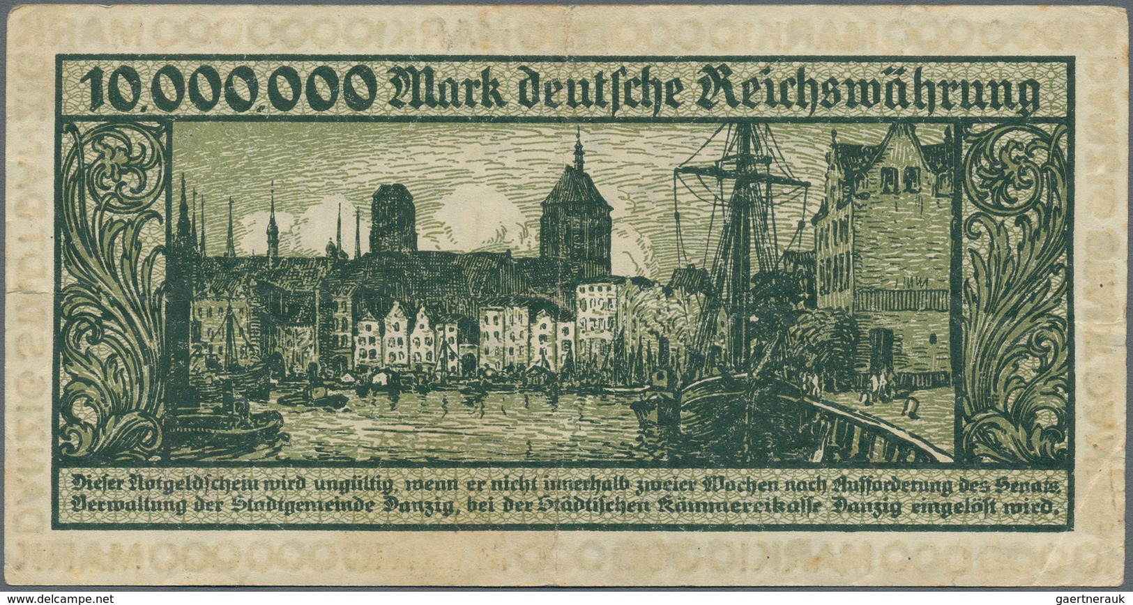 Deutschland - Nebengebiete Deutsches Reich: Danzig Stadtgemeinde 10 Millionen Mark 1923, Ro.804a Mit - Andere & Zonder Classificatie