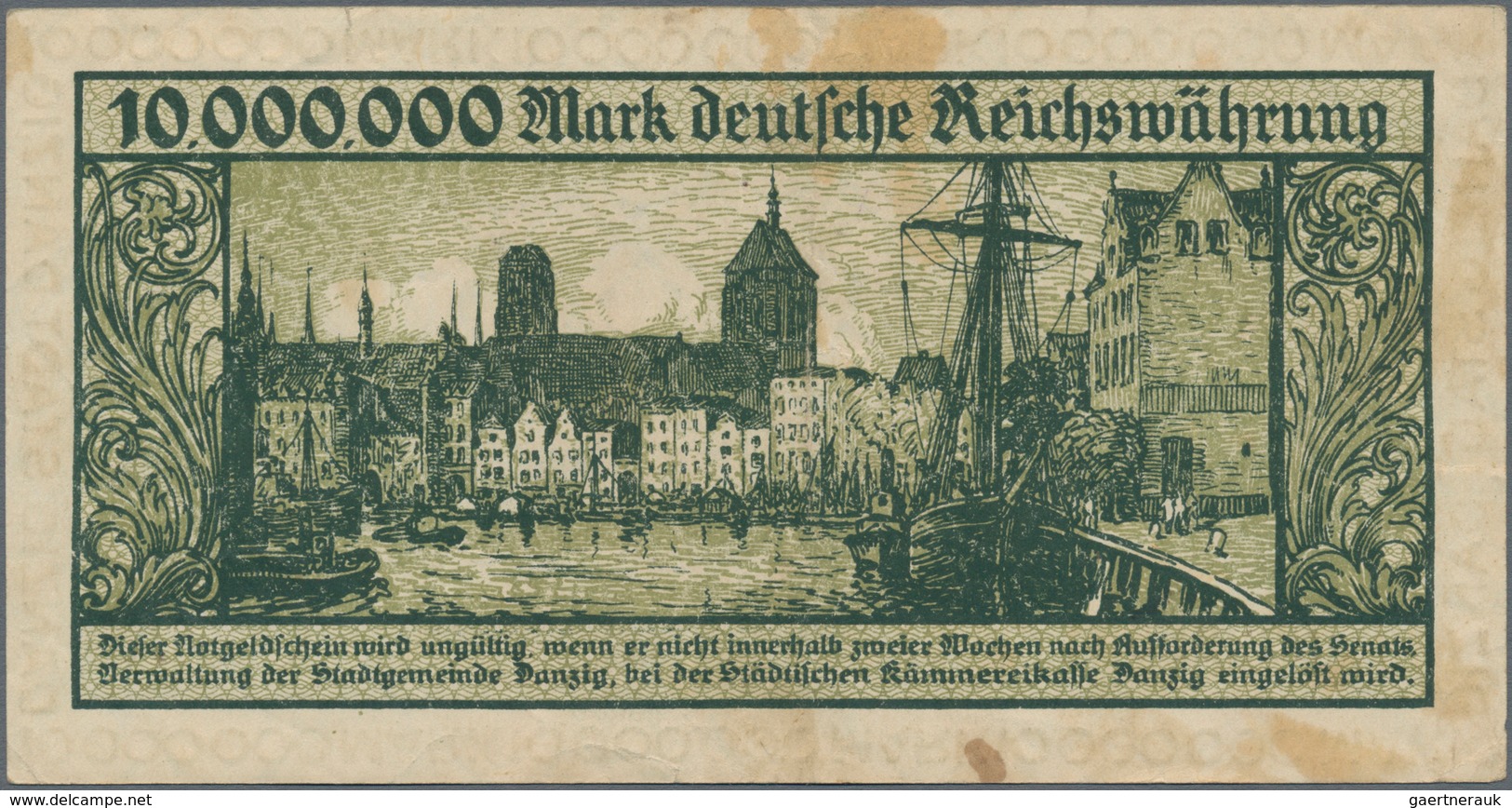 Deutschland - Nebengebiete Deutsches Reich: Danzig - Stadtgemeinde, 10 Millionen Mark 1923, Ro.805, - Altri & Non Classificati