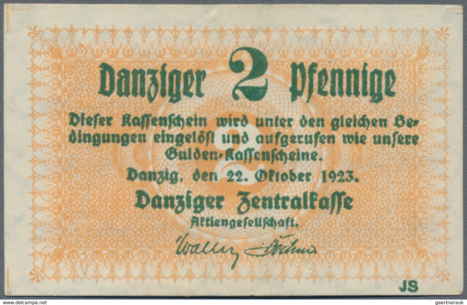 Deutschland - Nebengebiete Deutsches Reich: Danzig - Zentralkasse, 2 Pfennige 1923, Ro.812, Leicht G - Altri & Non Classificati
