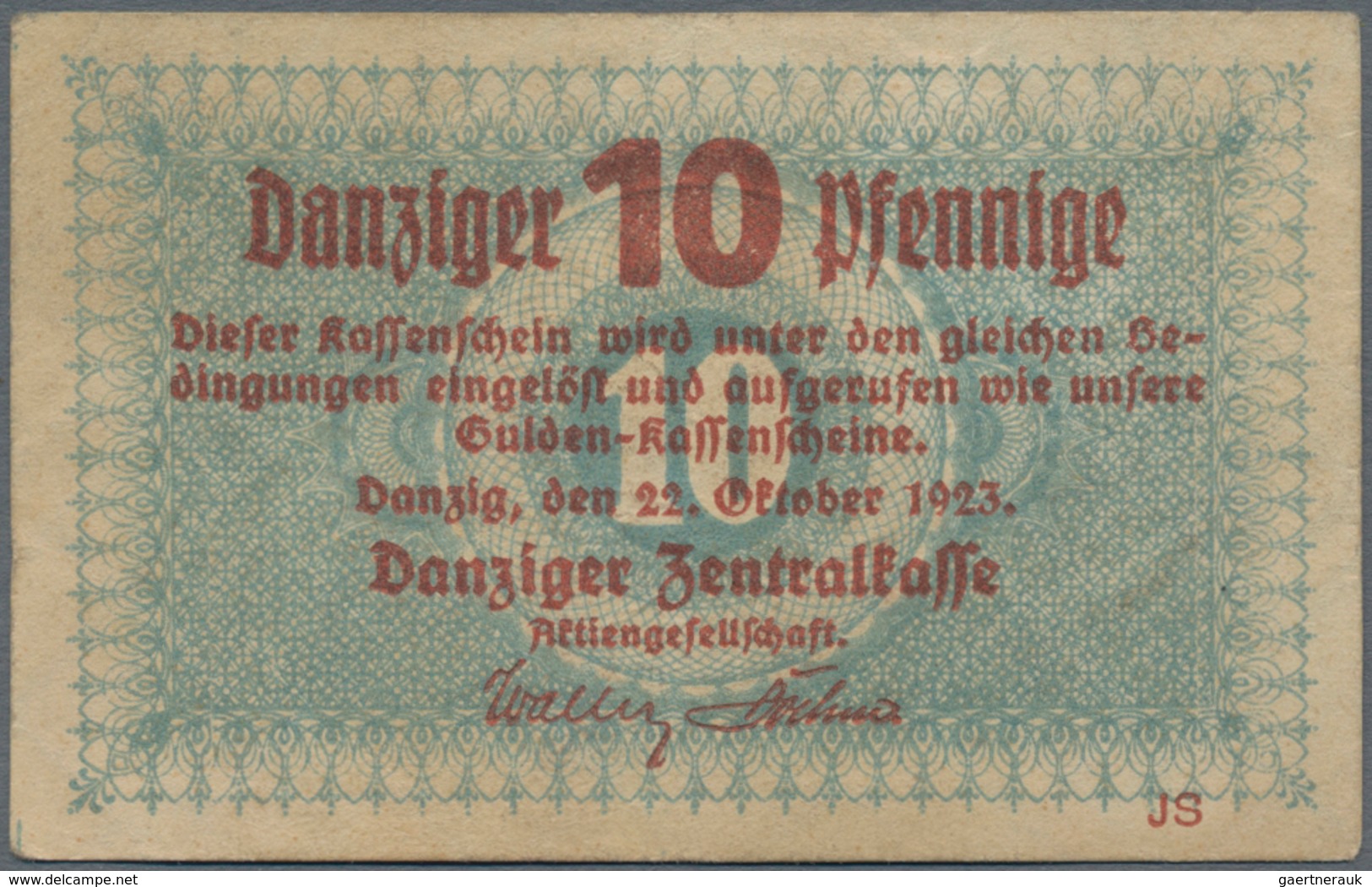 Deutschland - Nebengebiete Deutsches Reich: Danzig - Zentralkasse, 5 Pfennige 1923, Ro.813, Leichter - Otros & Sin Clasificación