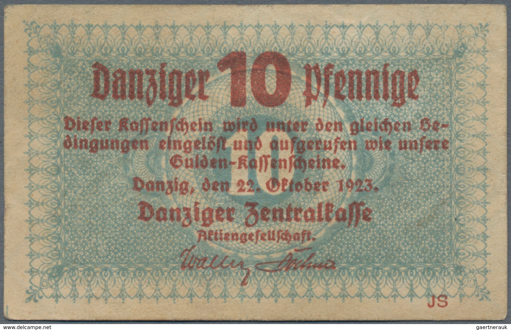 Deutschland - Nebengebiete Deutsches Reich: Danzig - Zentralkasse, 5 Pfennige 1923, Ro.813, Leichter - Sonstige & Ohne Zuordnung