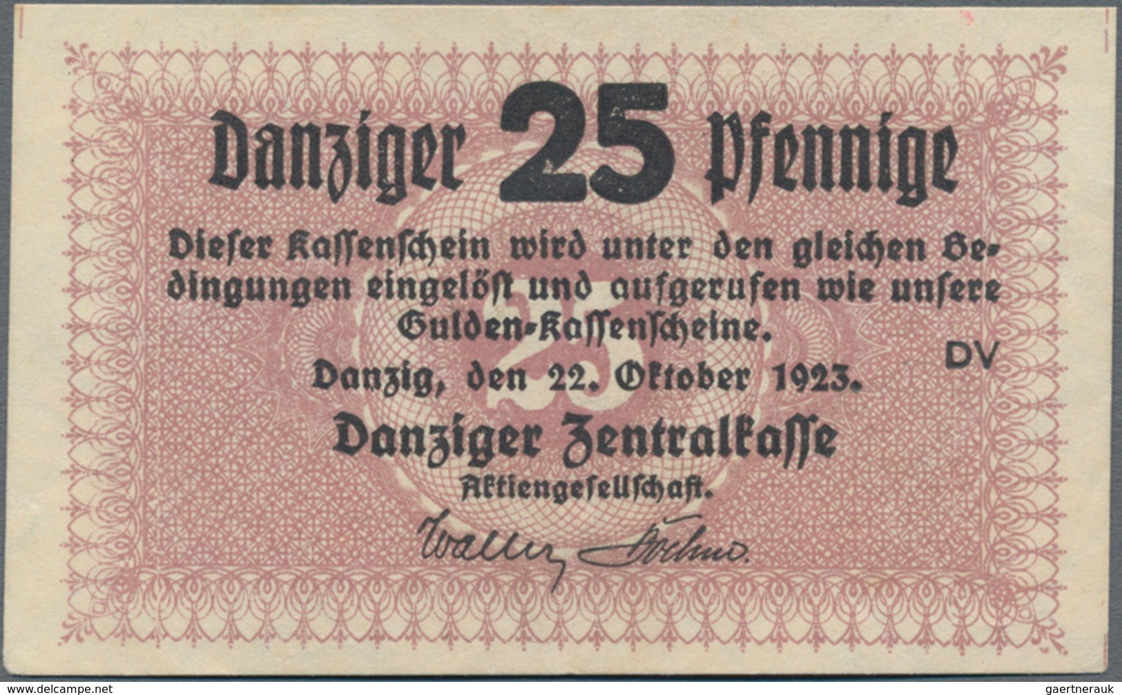 Deutschland - Nebengebiete Deutsches Reich: Danzig - Zentralkasse, 25 Pfennige 1923, Ro.815, Leichte - Sonstige & Ohne Zuordnung