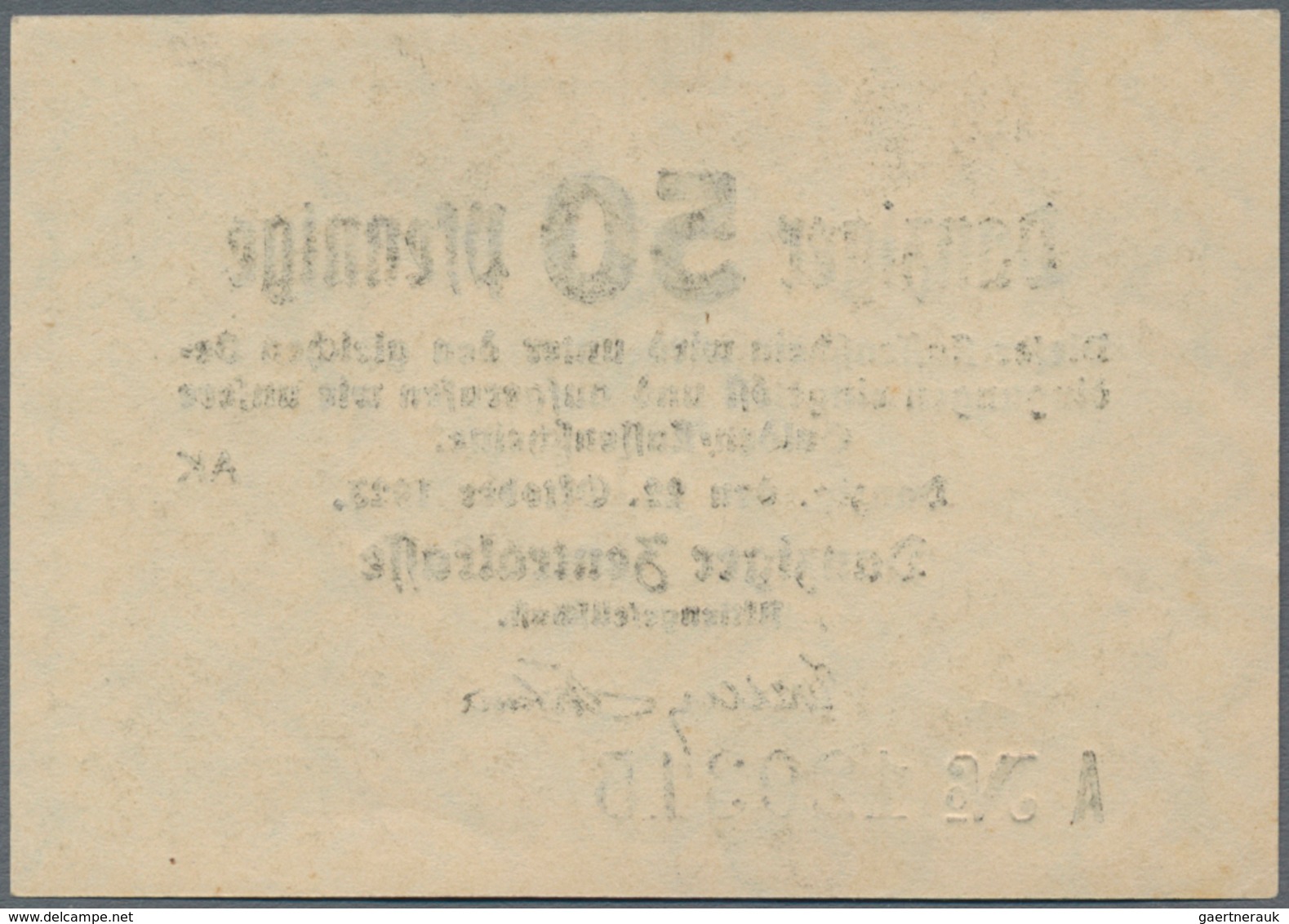 Deutschland - Nebengebiete Deutsches Reich: Danzig - Zentralkasse, 50 Pfennige 1923, Ro.816b, Leicht - Altri & Non Classificati