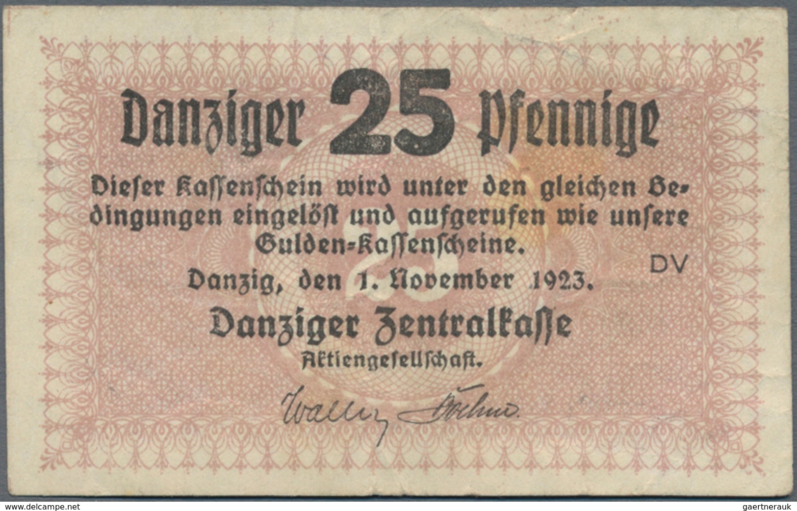 Deutschland - Nebengebiete Deutsches Reich: Danzig - Zentralkasse, 25 Pfennige 1923, Ro.826, Gebrauc - Sonstige & Ohne Zuordnung