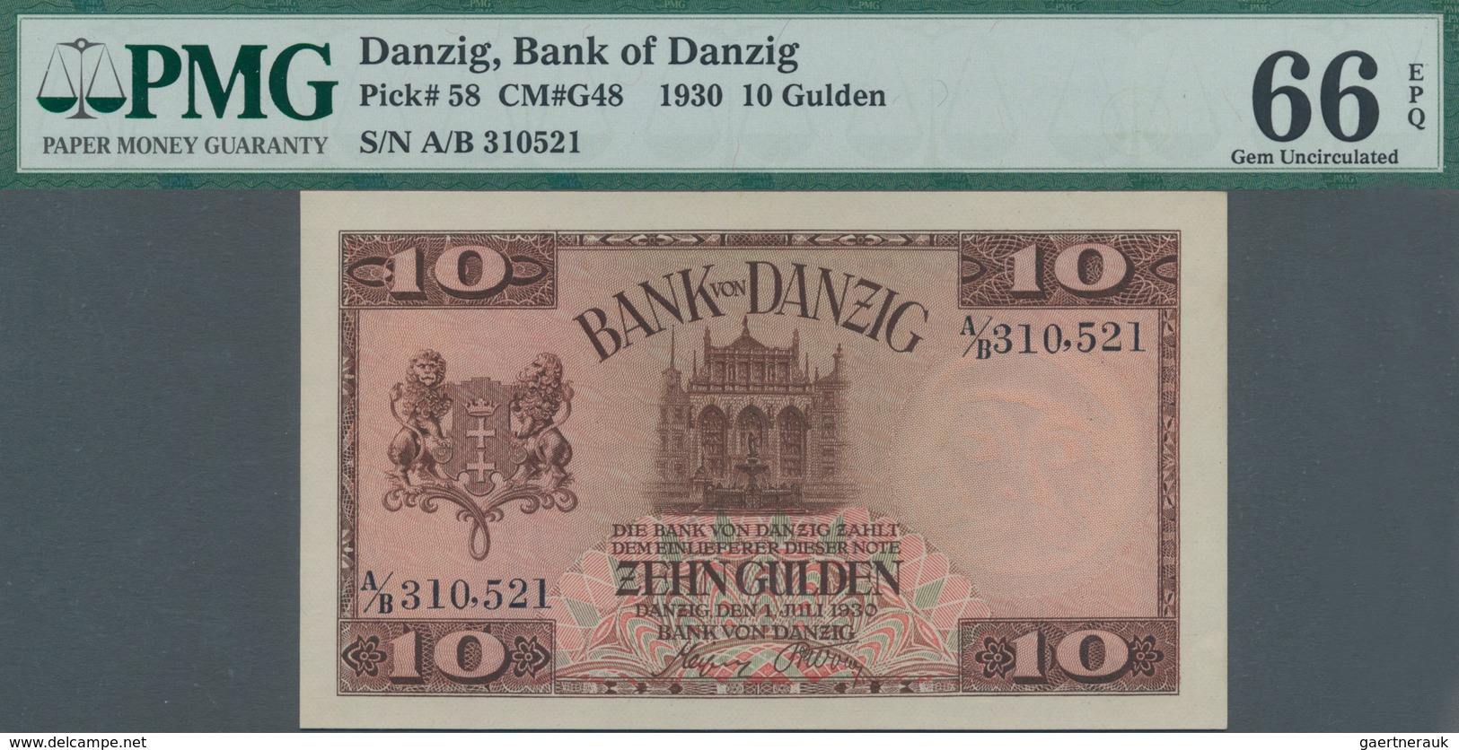 Deutschland - Nebengebiete Deutsches Reich: Danzig - Bank Von Danzig, 10 Gulden 01.07.1930, Ro.839, - Otros & Sin Clasificación