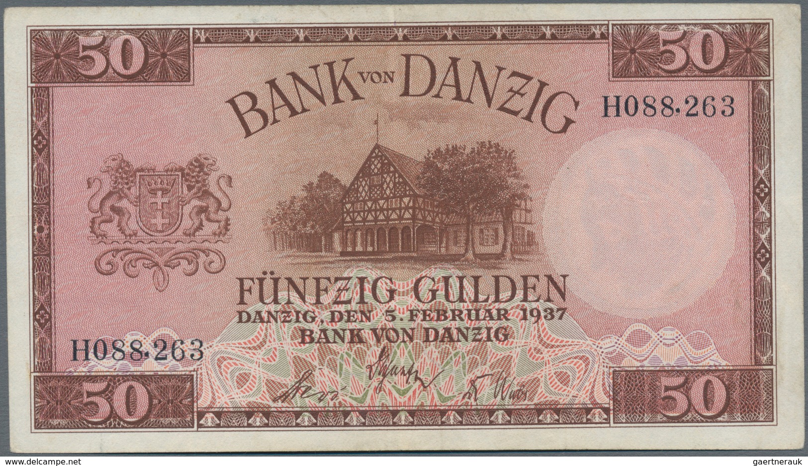 Deutschland - Nebengebiete Deutsches Reich: Danzig - Bank Von Danzig, 50 Gulden 05.02.1937, Ro.843, - Altri & Non Classificati