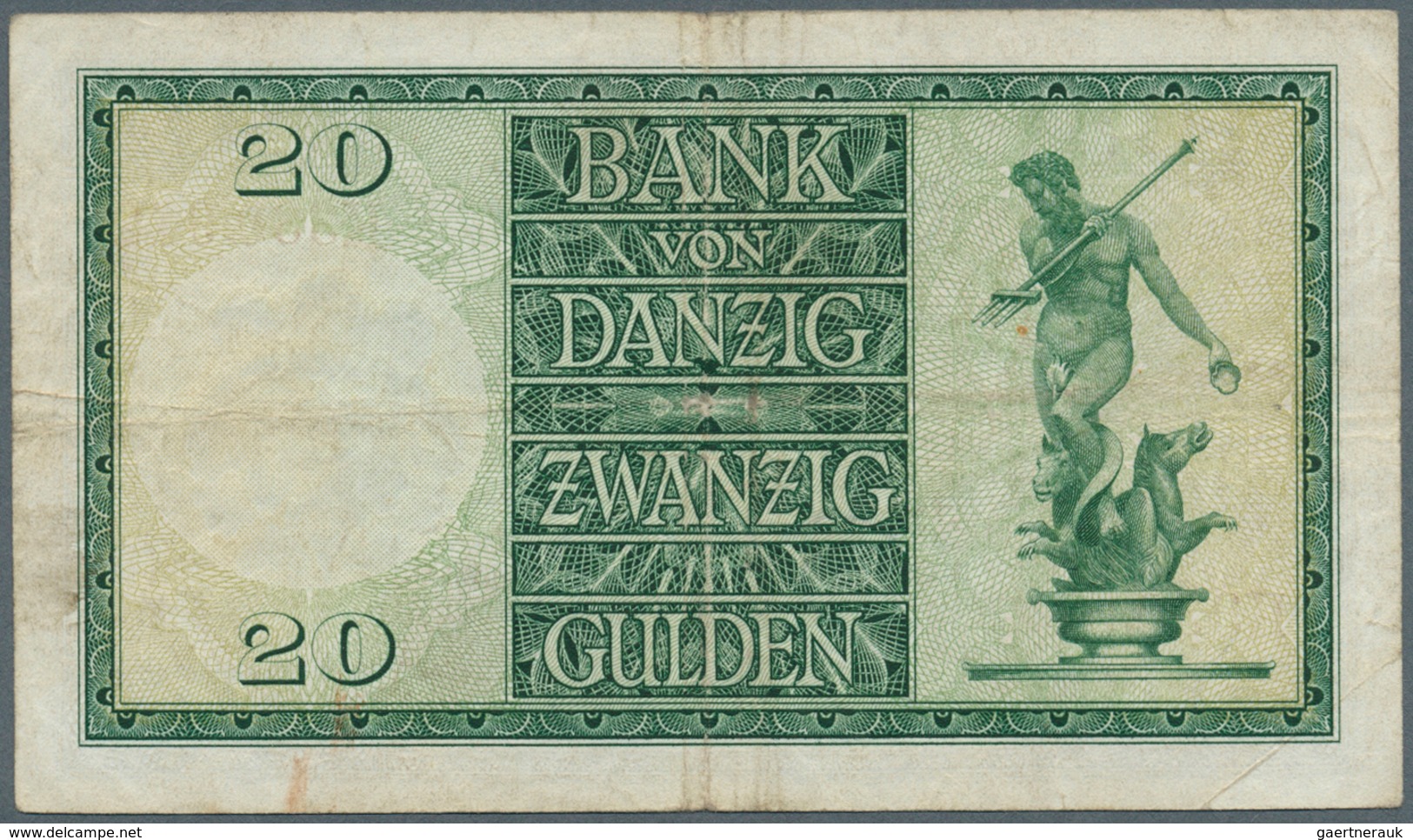 Deutschland - Nebengebiete Deutsches Reich: Danzig: 20 Gulden 1937, Ro.844a, Gebraucht Mit Flecken U - Other & Unclassified