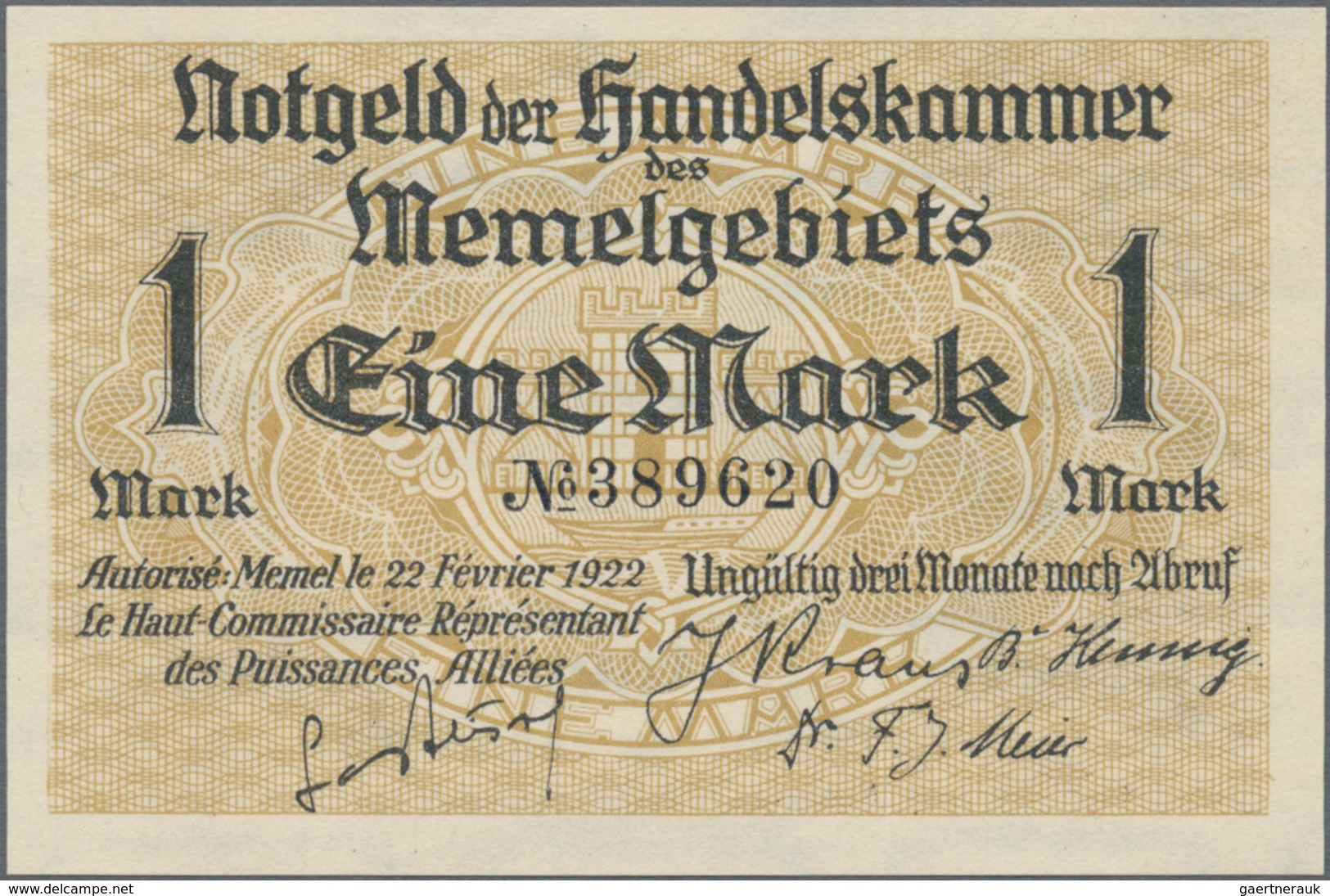 Deutschland - Nebengebiete Deutsches Reich: Memelgebiet Lot mit 16 Banknoten, dabei 1/2 Mark (XF), ,