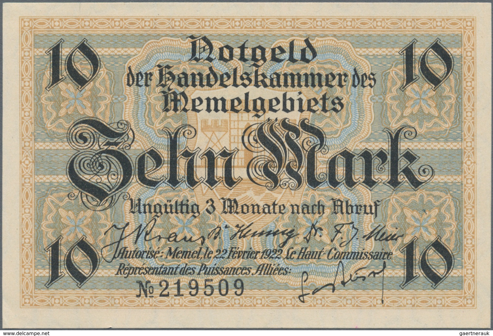 Deutschland - Nebengebiete Deutsches Reich: Memelgebiet Lot mit 16 Banknoten, dabei 1/2 Mark (XF), ,