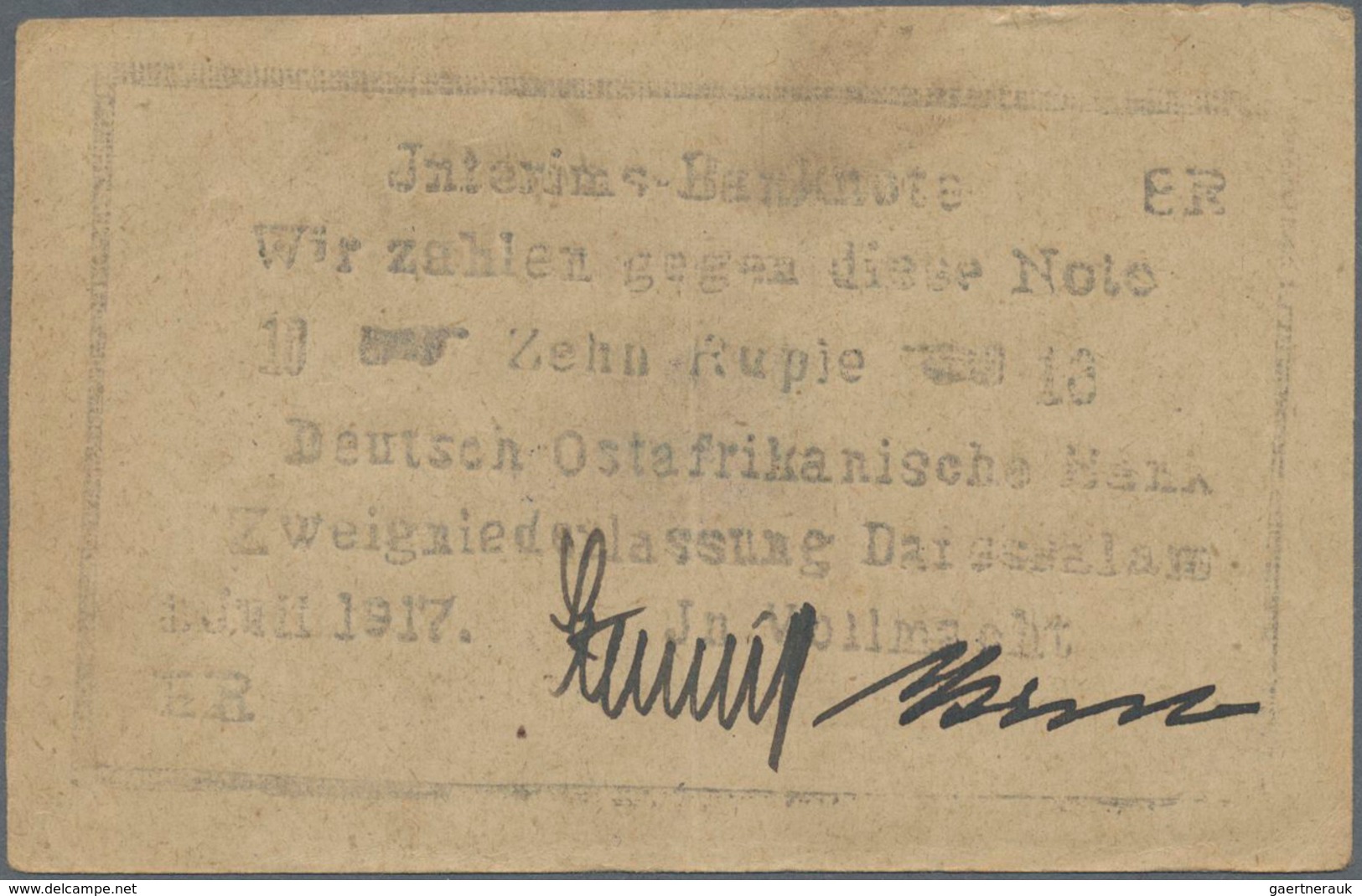Deutschland - Kolonien: Deutsch-Ostafrika, Lot Mit 7 Banknoten, Dabei 100 Rupien 1905 (F), 5 Und 10 - Autres & Non Classés