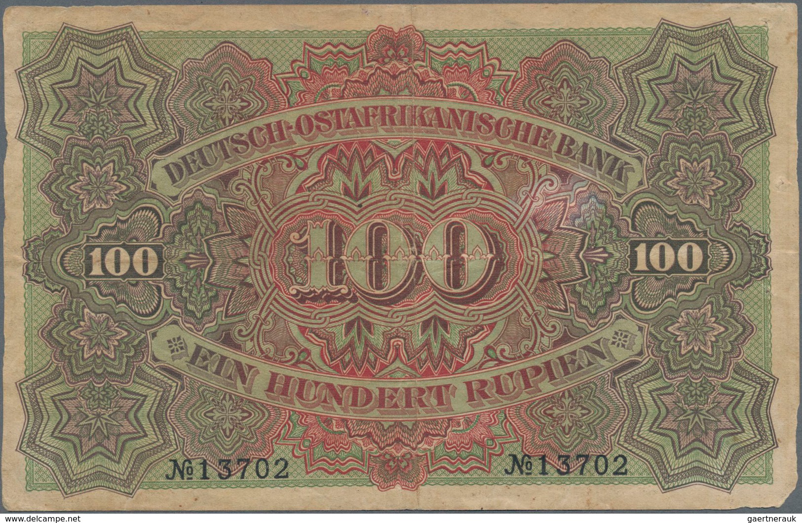 Deutschland - Kolonien: Deutsch-Ostafrika, Lot mit 7 Banknoten, dabei 100 Rupien 1905 (F), 5 und 10