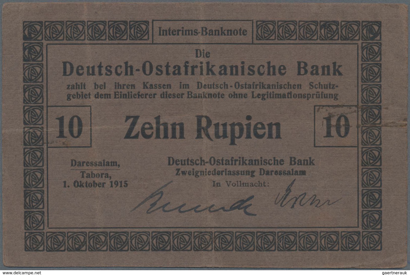 Deutschland - Kolonien: Deutsch-Ostafrika, Lot mit 7 Banknoten, dabei 100 Rupien 1905 (F), 5 und 10