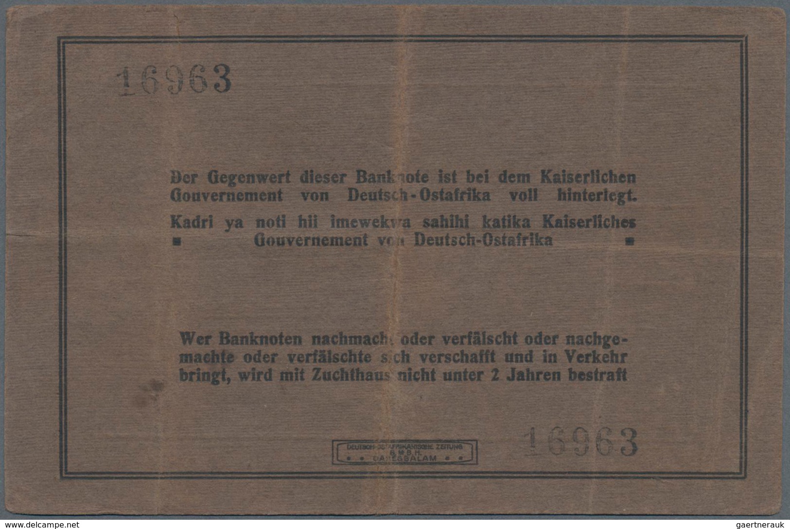 Deutschland - Kolonien: Deutsch-Ostafrika, Lot mit 7 Banknoten, dabei 100 Rupien 1905 (F), 5 und 10