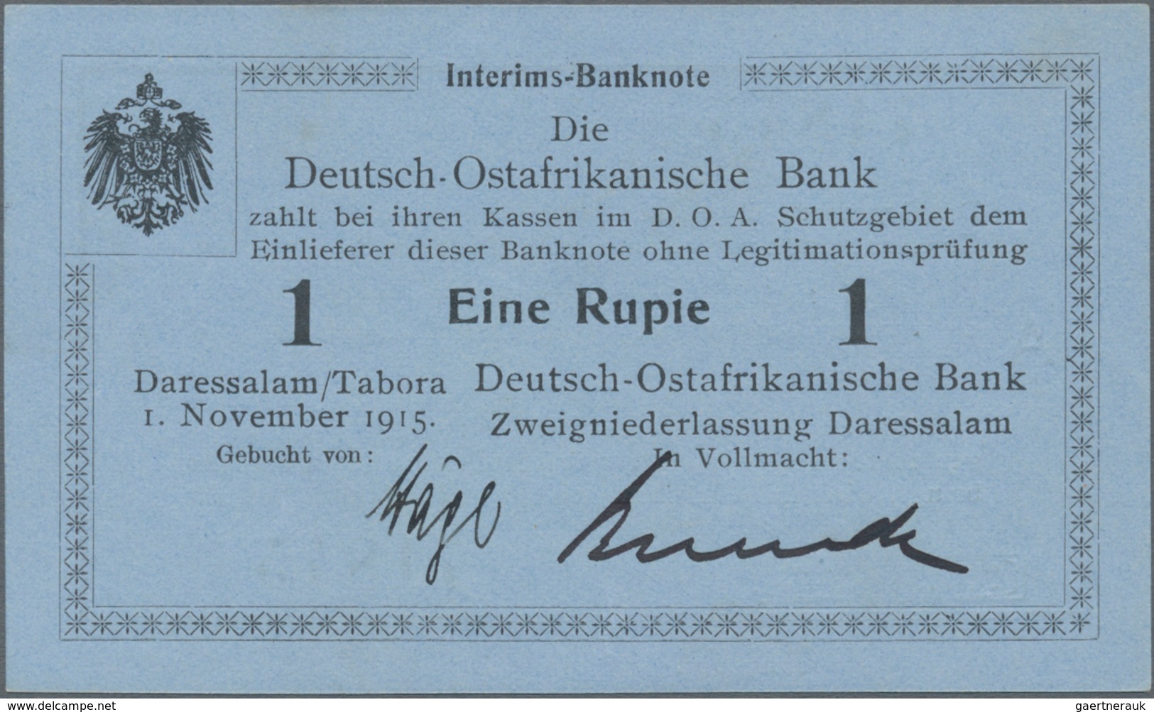 Deutschland - Kolonien: Kleines Lot Mit 13 Banknoten DOA, Dabei 2 X 1 Rupie 1.11.1915 Serie A (Ro.91 - Altri & Non Classificati