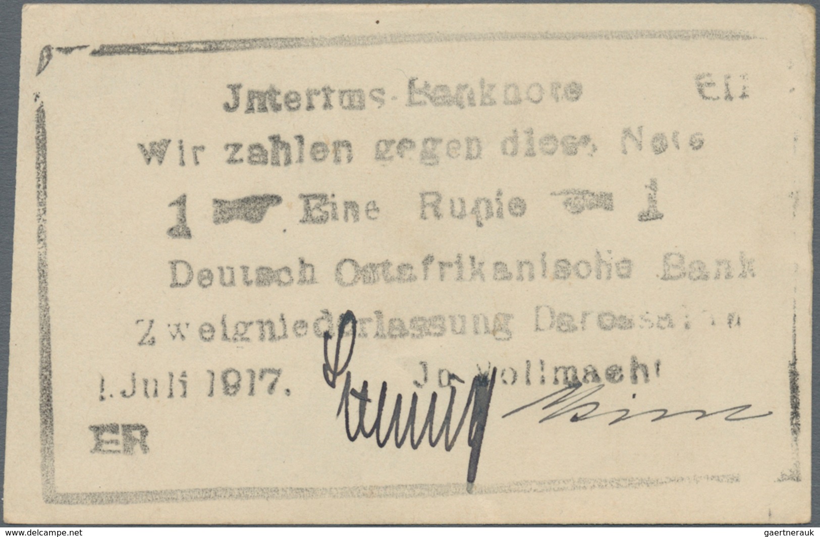 Deutschland - Kolonien: Kleines Lot mit 13 Banknoten DOA, dabei 2 x 1 Rupie 1.11.1915 Serie A (Ro.91