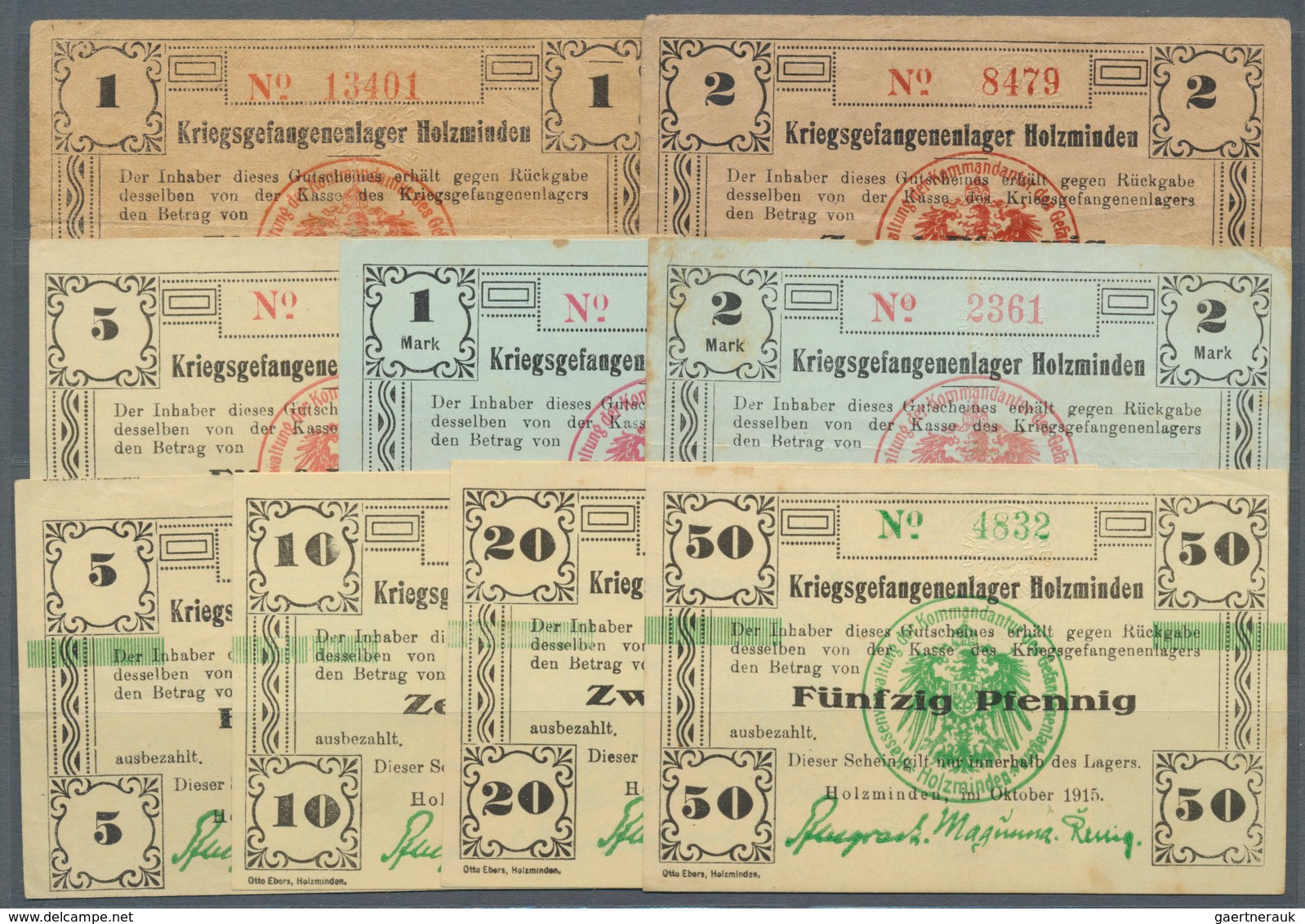 Deutschland - Konzentrations- Und Kriegsgefangenenlager: Holzminden, Niedersachsen, 1, 2, 5 Pf., 1, - Otros & Sin Clasificación