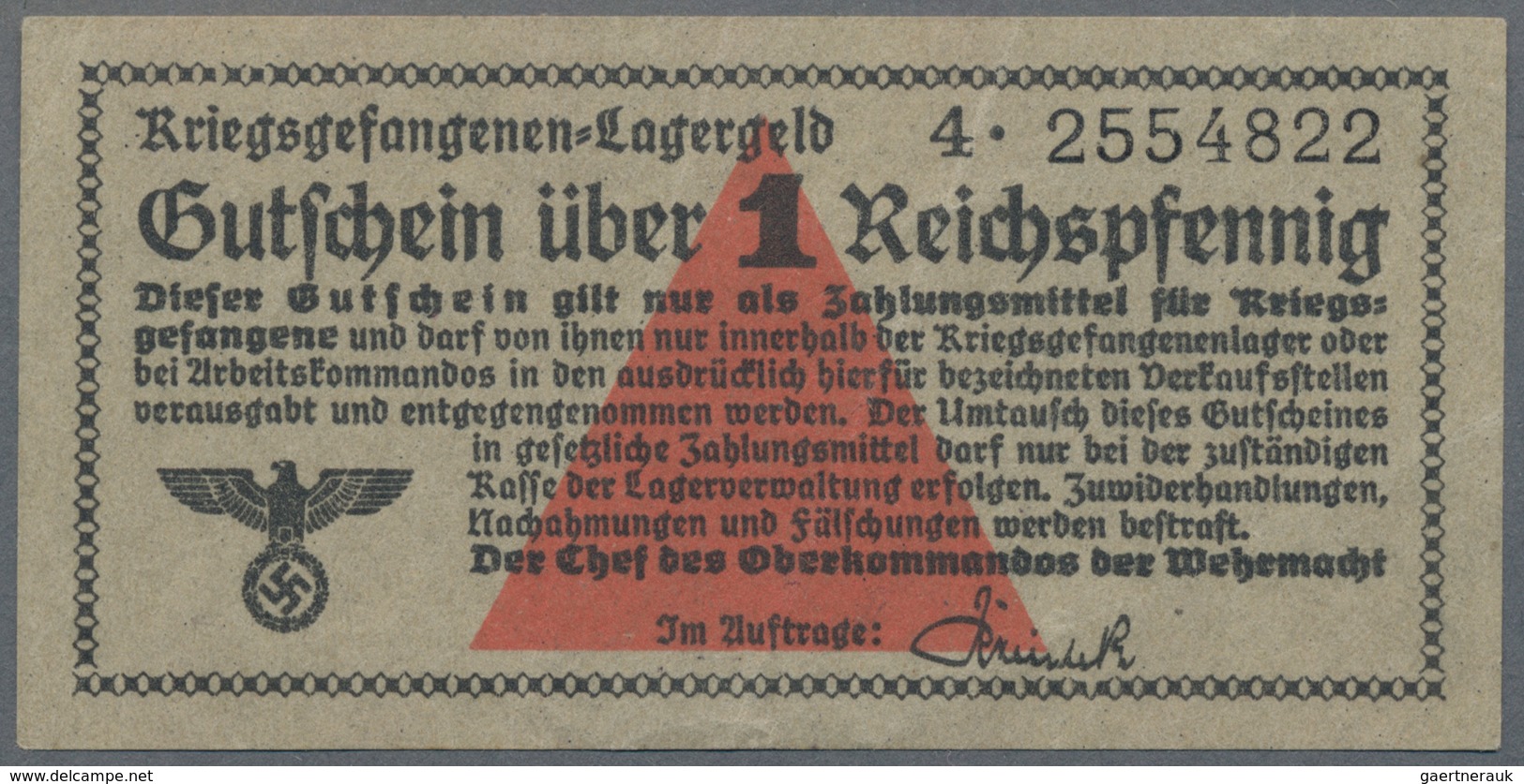 Deutschland - Konzentrations- Und Kriegsgefangenenlager: 1 Reichspfennig 1939 Ro. 515 In Seltener Va - Altri & Non Classificati