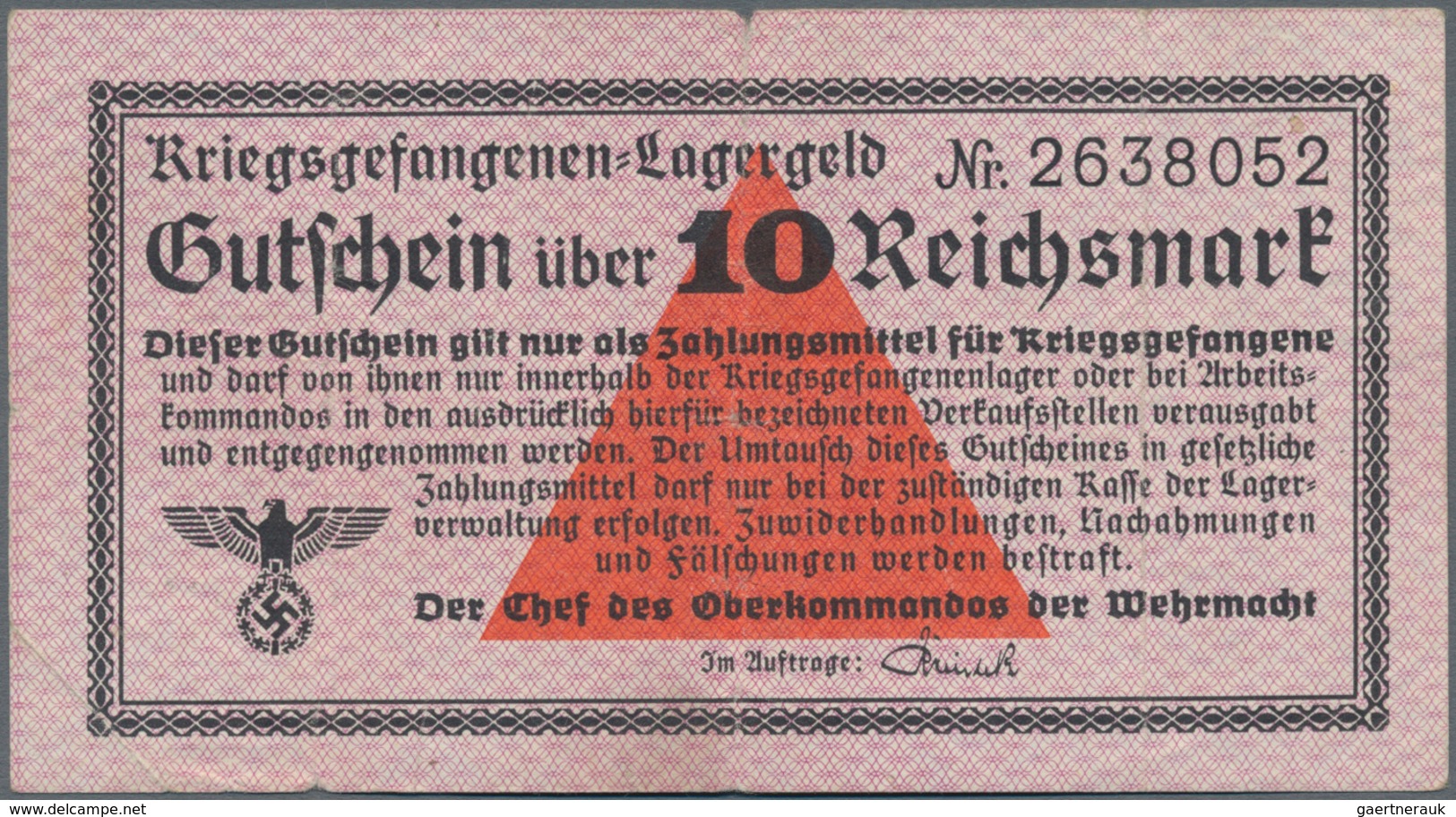 Deutschland - Konzentrations- Und Kriegsgefangenenlager: Kriegsgefangenen-Lagergeld 2 X 10 Reichsmar - Altri & Non Classificati