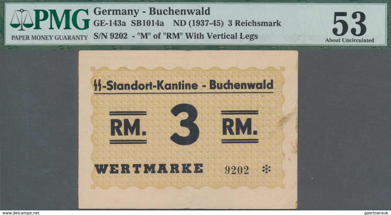 Deutschland - Konzentrations- Und Kriegsgefangenenlager: 3 Reichsmark Standortkantine Buchenwald O.D - Altri & Non Classificati