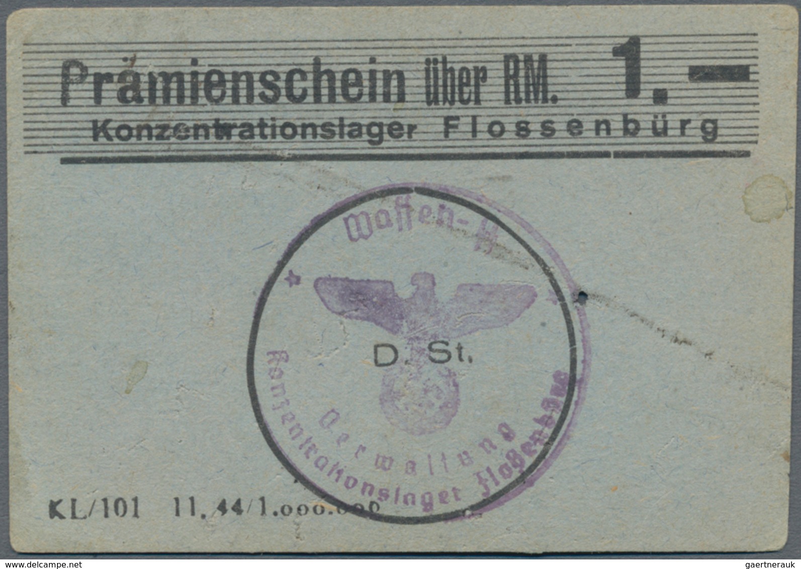 Deutschland - Konzentrations- Und Kriegsgefangenenlager: Konzentrationslager Flossenbürg Prämiensche - Other & Unclassified