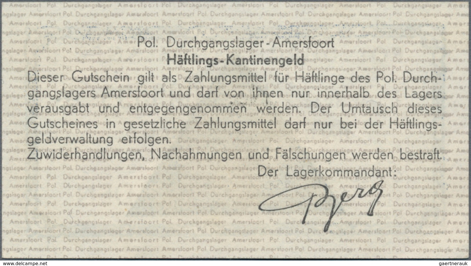 Deutschland - Konzentrations- Und Kriegsgefangenenlager: Pol. Durchgangslager AMERSFOORT 2 1/2 Gulde - Sonstige & Ohne Zuordnung