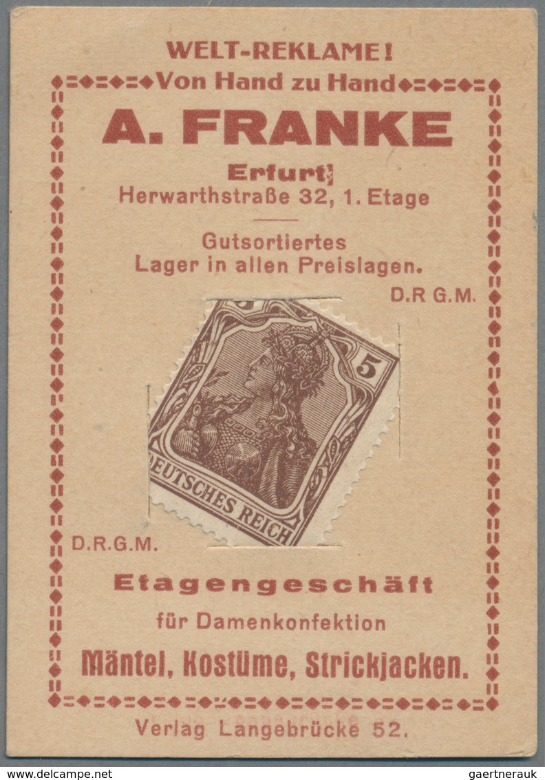 Deutschland - Briefmarkennotgeld: ERFURT, A.Franke, Damenkonfektion, 5 Pf. Germania Braun, Im Werbek - Altri & Non Classificati