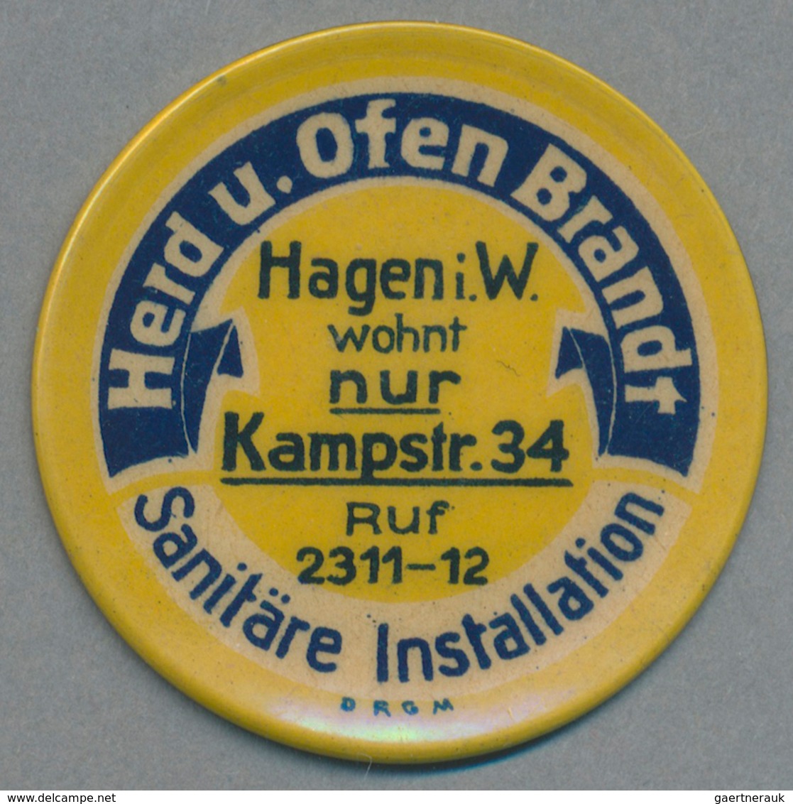 Deutschland - Briefmarkennotgeld: HAGEN, Brandt, Herd Und Ofen, 50 Pf. Ziffer, Zelluloidkapsel. - Other & Unclassified