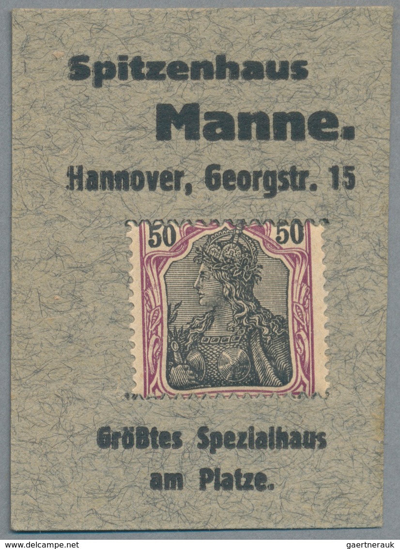 Deutschland - Briefmarkennotgeld: HANNOVER, Spitzenhaus Manne, 50 Pf. Germania Violett/schwarzbraun, - Other & Unclassified