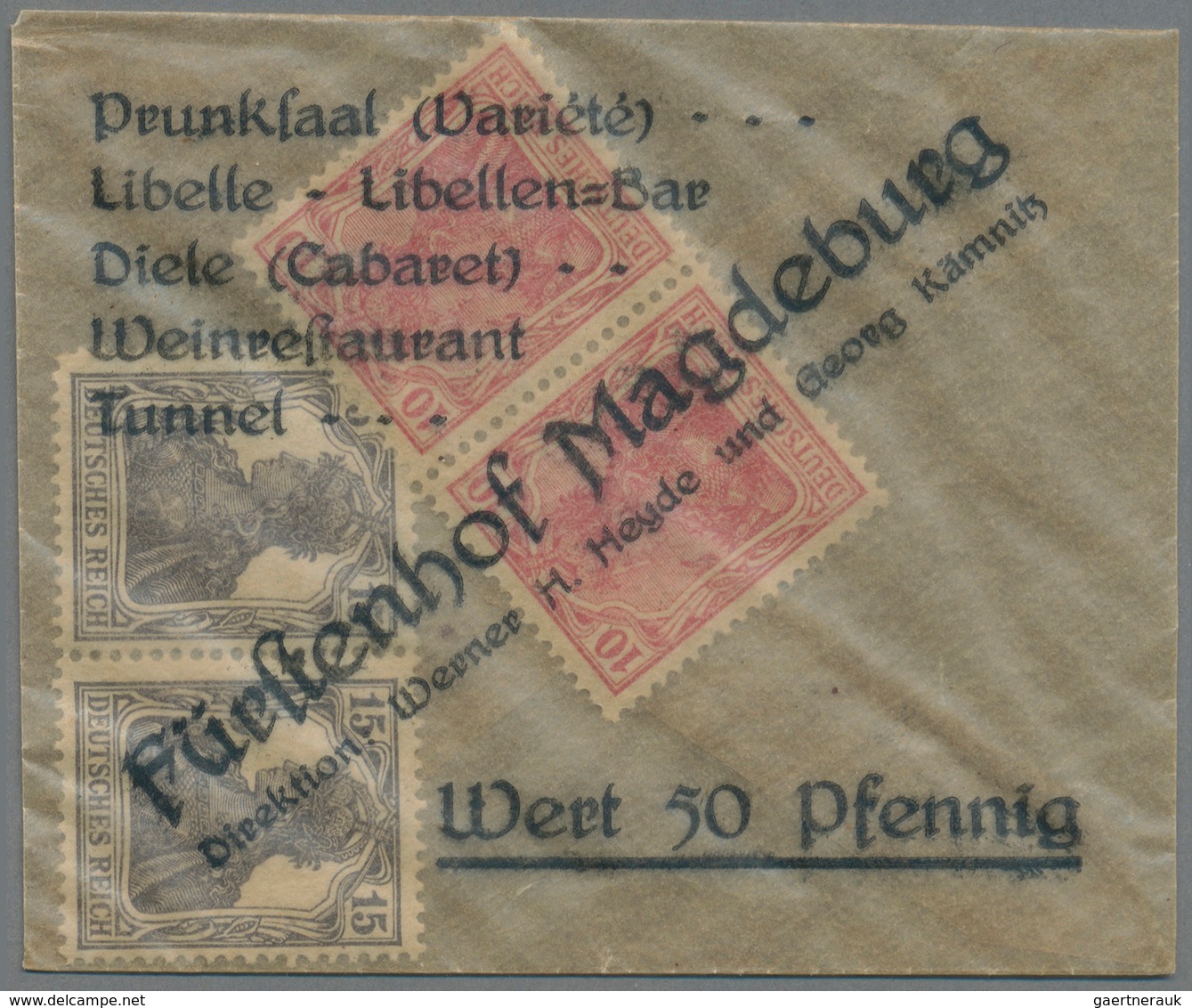 Deutschland - Briefmarkennotgeld: MAGDEBURG, Fürstenhof Magdeburg, 50 Pfennig, Pergamintütchen Mit A - Otros & Sin Clasificación