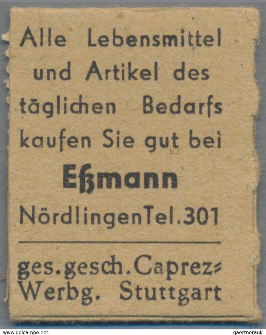 Deutschland - Briefmarkennotgeld: NÖRDLINGEN, G. Eßmann, Lebensmittel, Caprez, 4 Pf. Kontrollrat Zif - Other & Unclassified