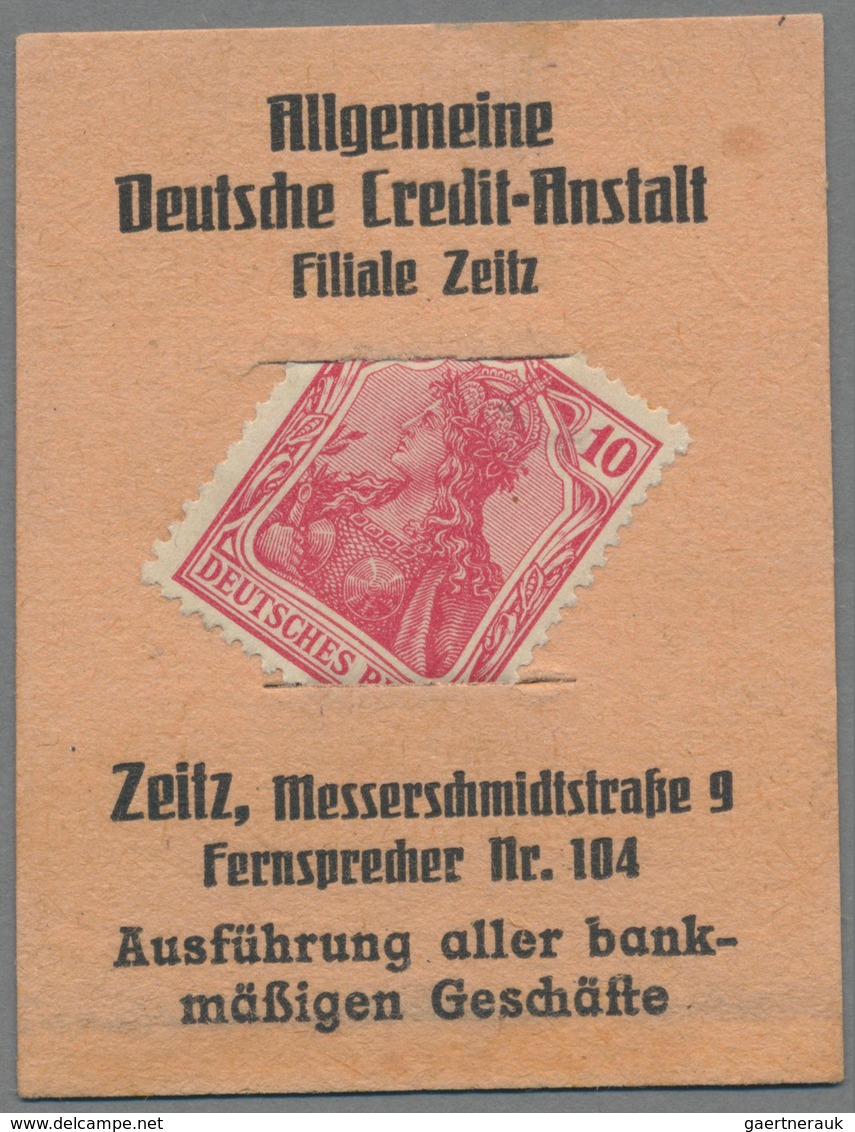 Deutschland - Briefmarkennotgeld: ZEITZ, Allgemeine Deutsche Credit-Anstalt, 10 Pf, Germania Rot, Im - Altri & Non Classificati