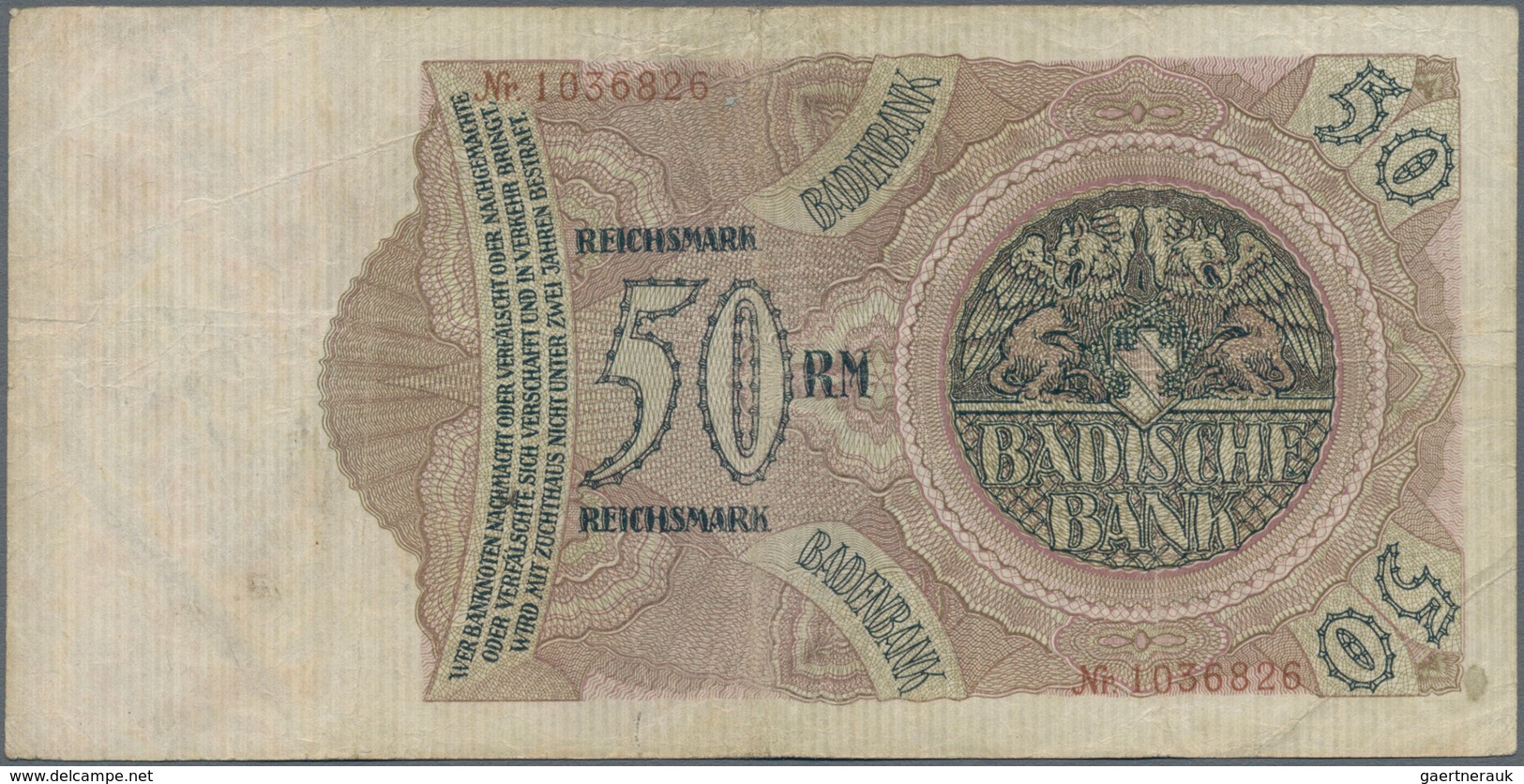 Deutschland - Länderscheine: Baden, 50 Reichsmark Von 1924, Einmal 6-stellige Und Einmal 7-stellige - Sonstige & Ohne Zuordnung